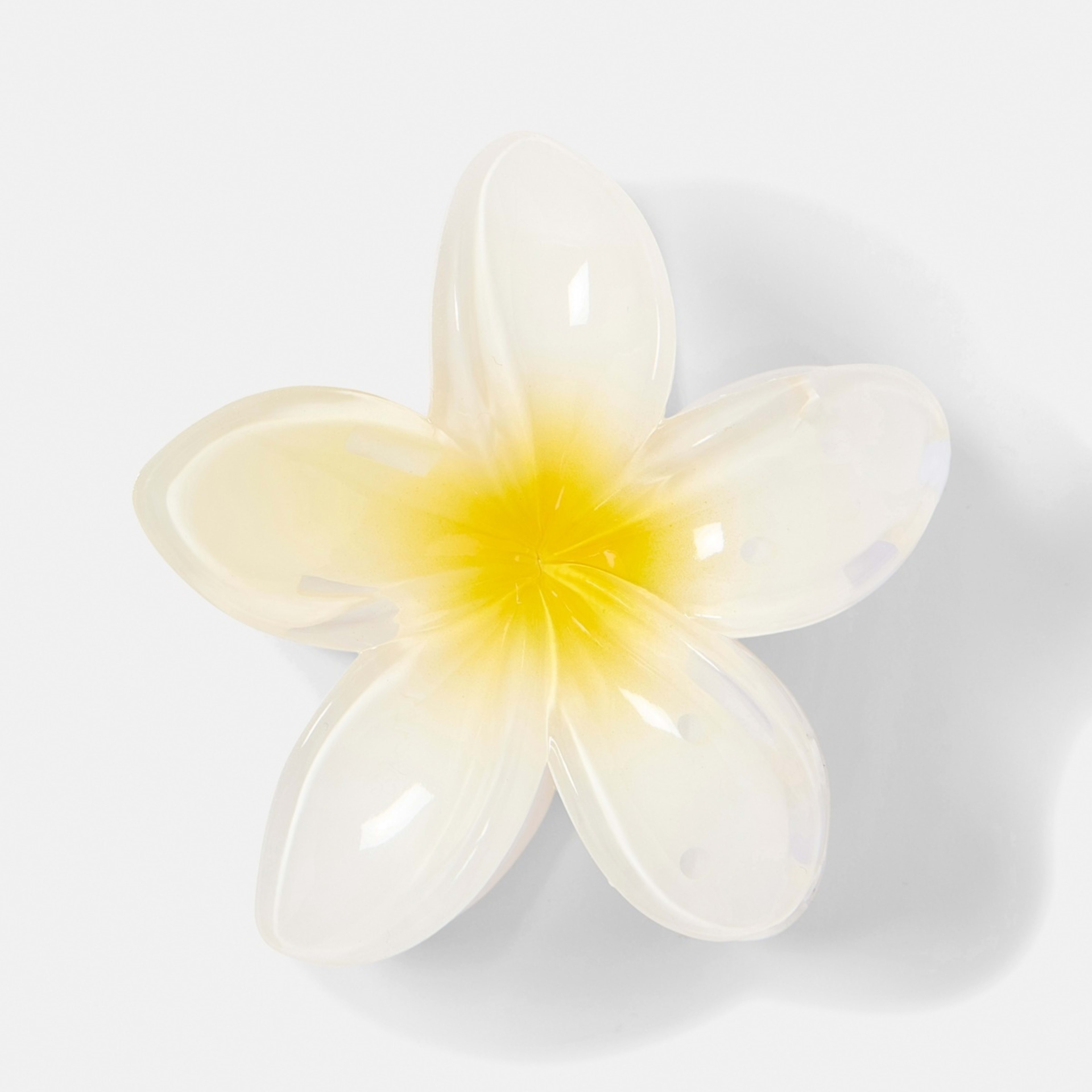 1 White Frangipani Claw Hair Clip