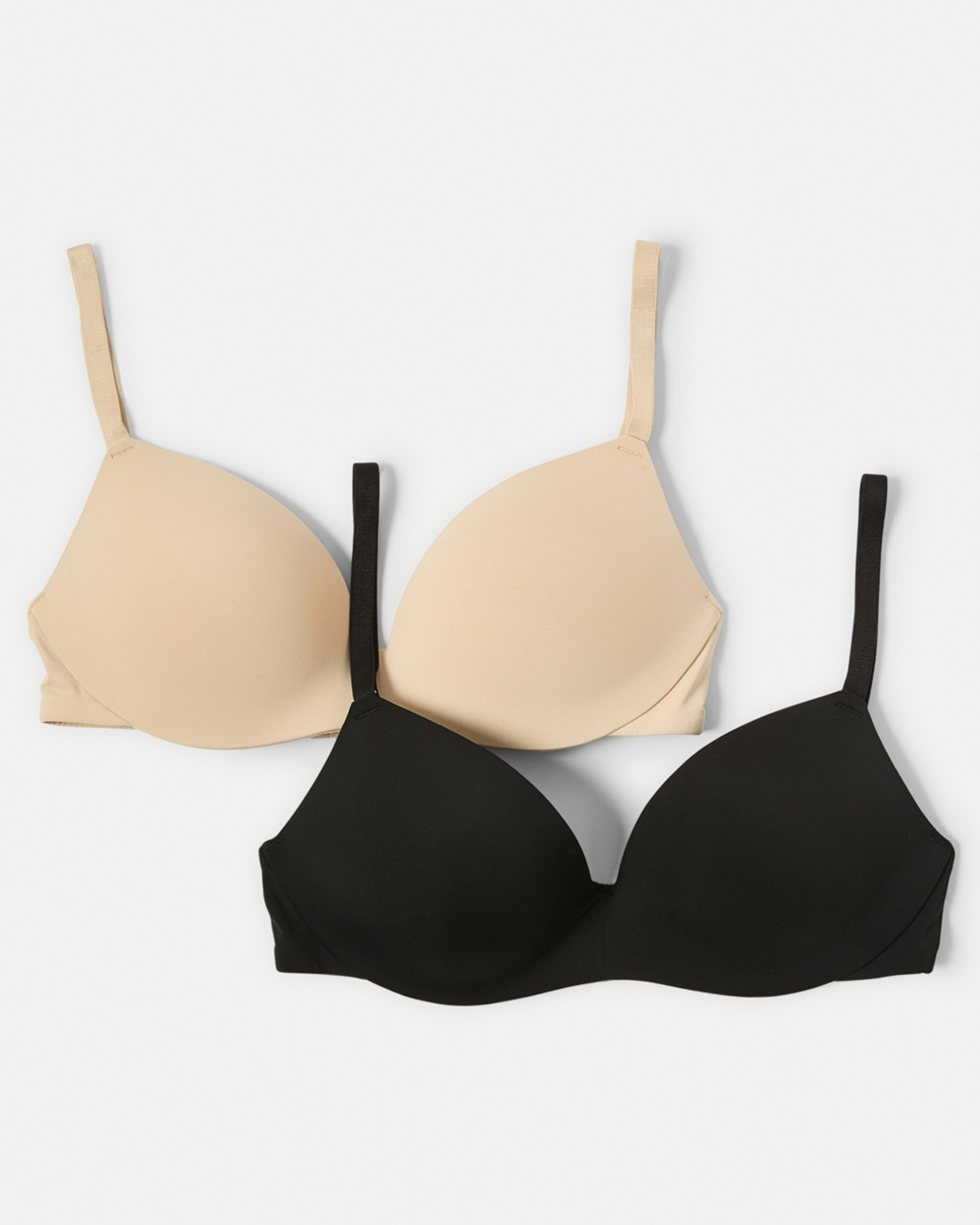 1 2 Pack Wirefree Push-Up Lift Bra BLACK, LIGHT FAWN, 1 of 9