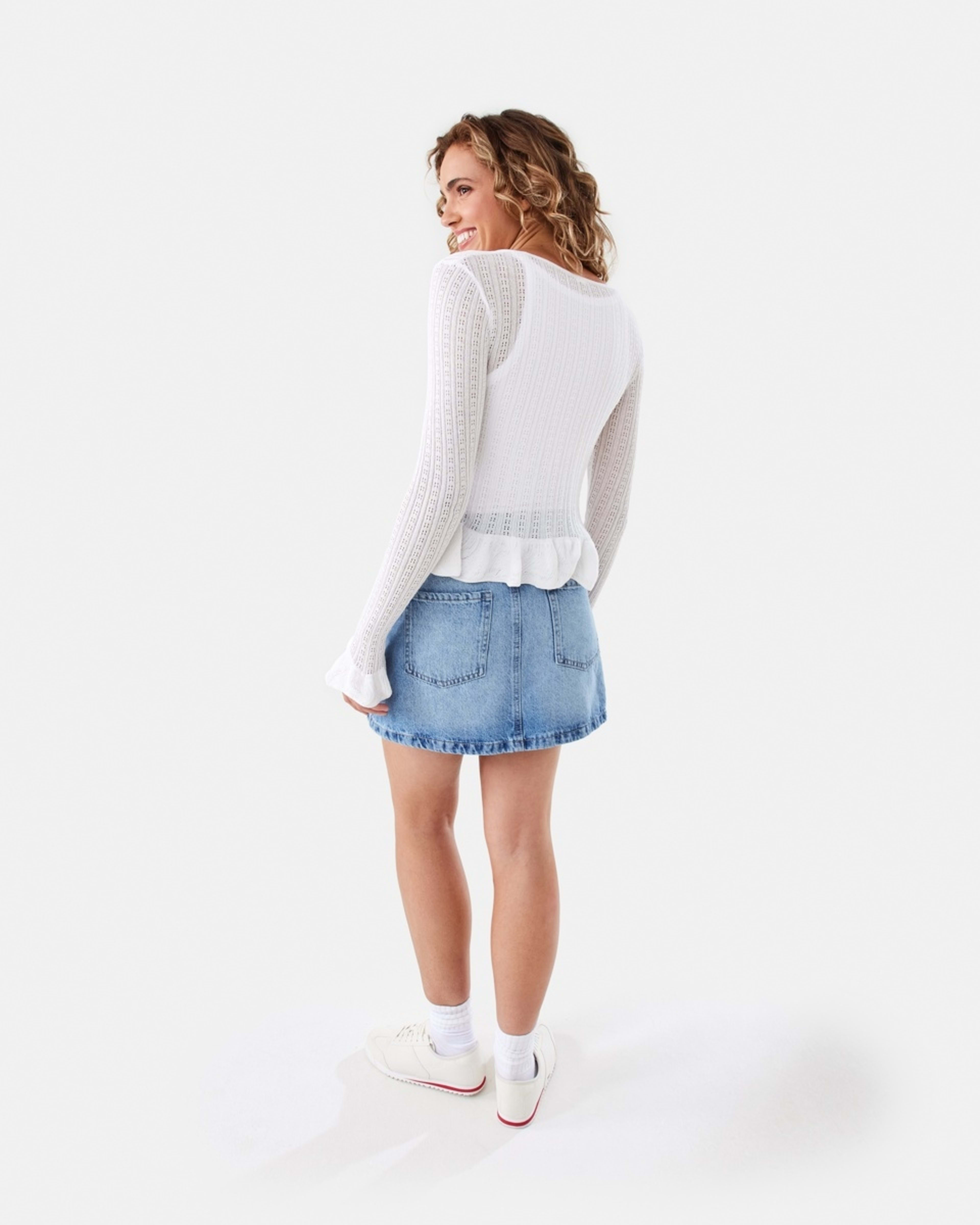 4 Long Sleeve Frill Cardigan Snw White, 4 of 9