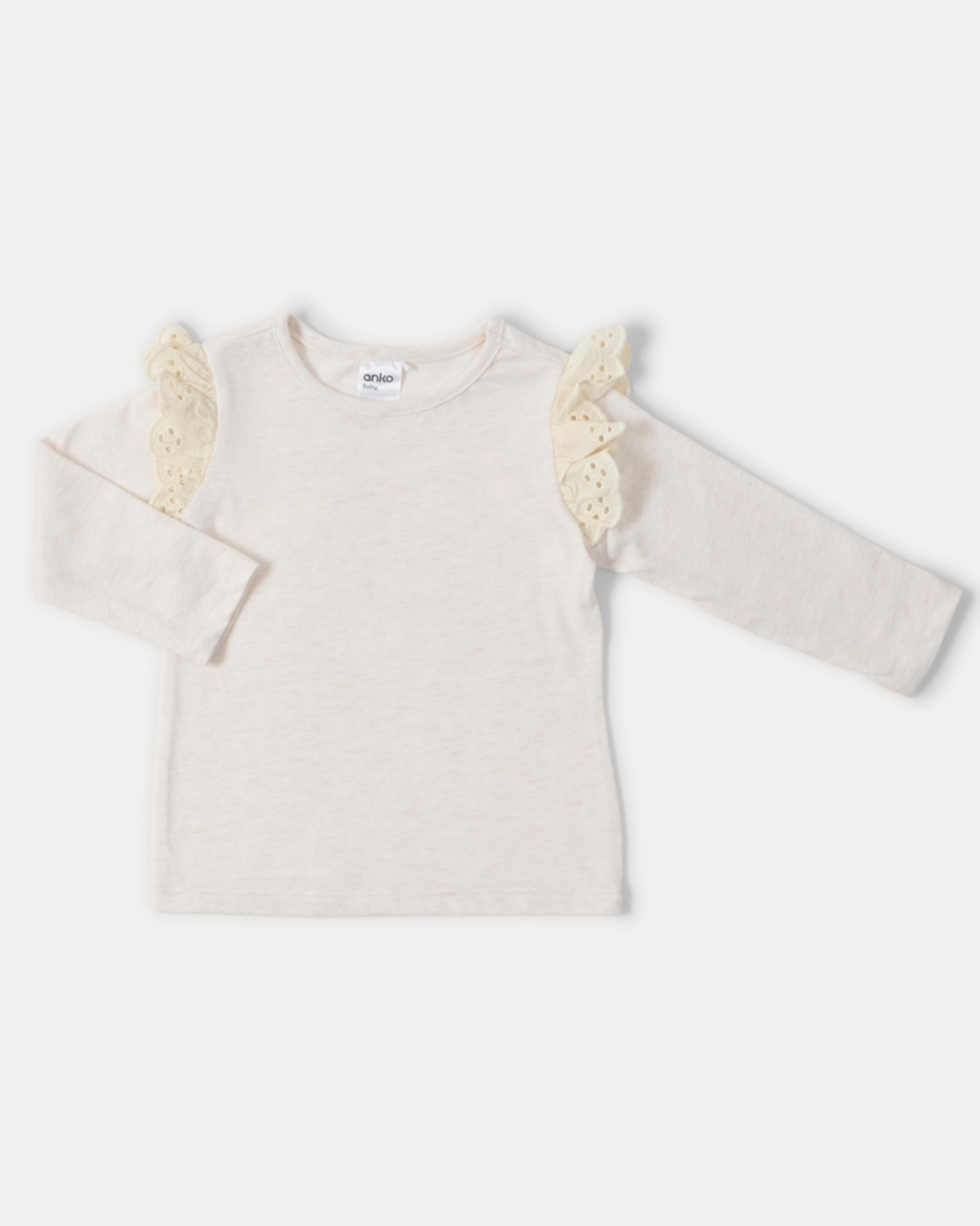 5 3 Pack Long Sleeve Broderie T-shirt Pnk Bge Pk, 5 of 8