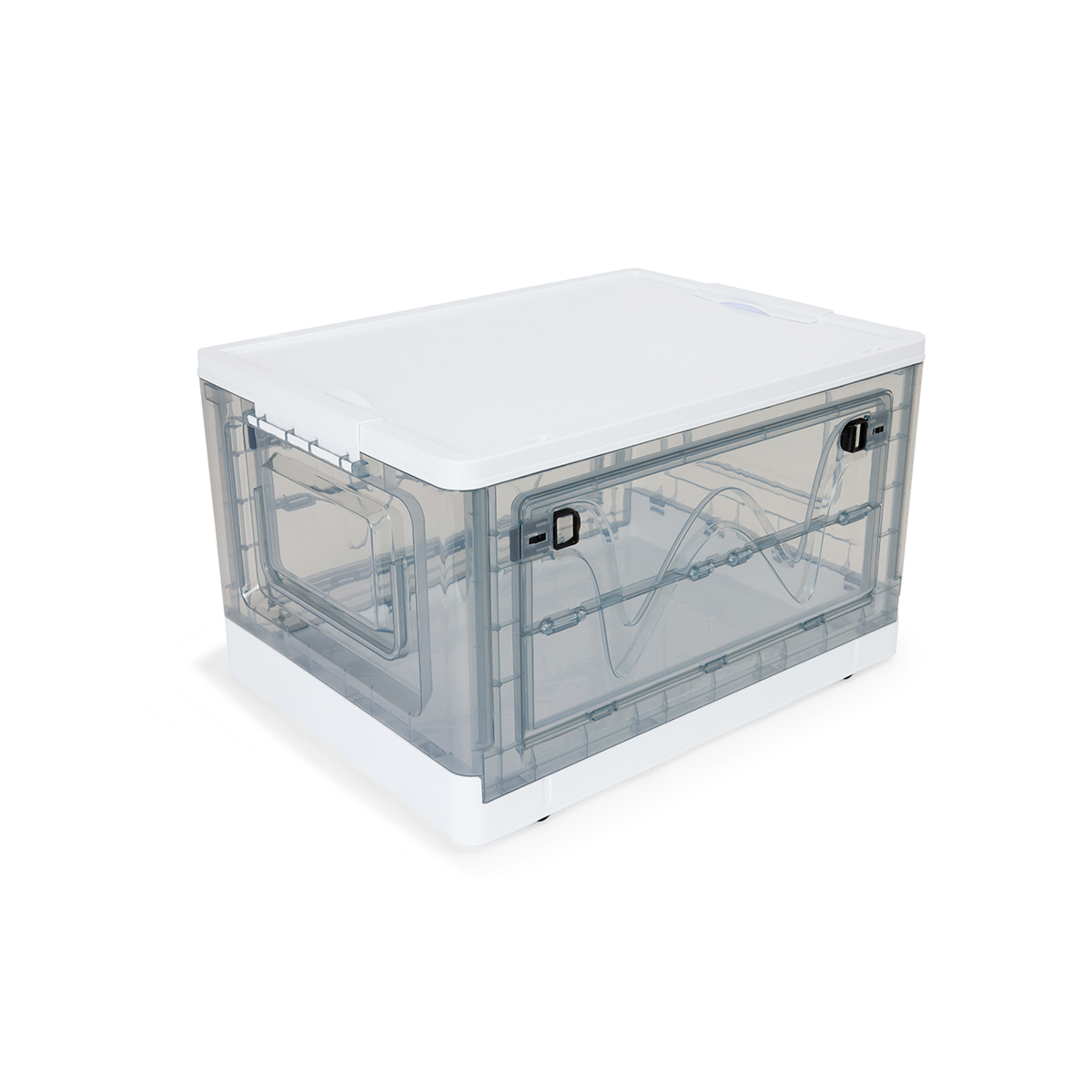 36L Collapsible Storage Crate White and Clear Kmart