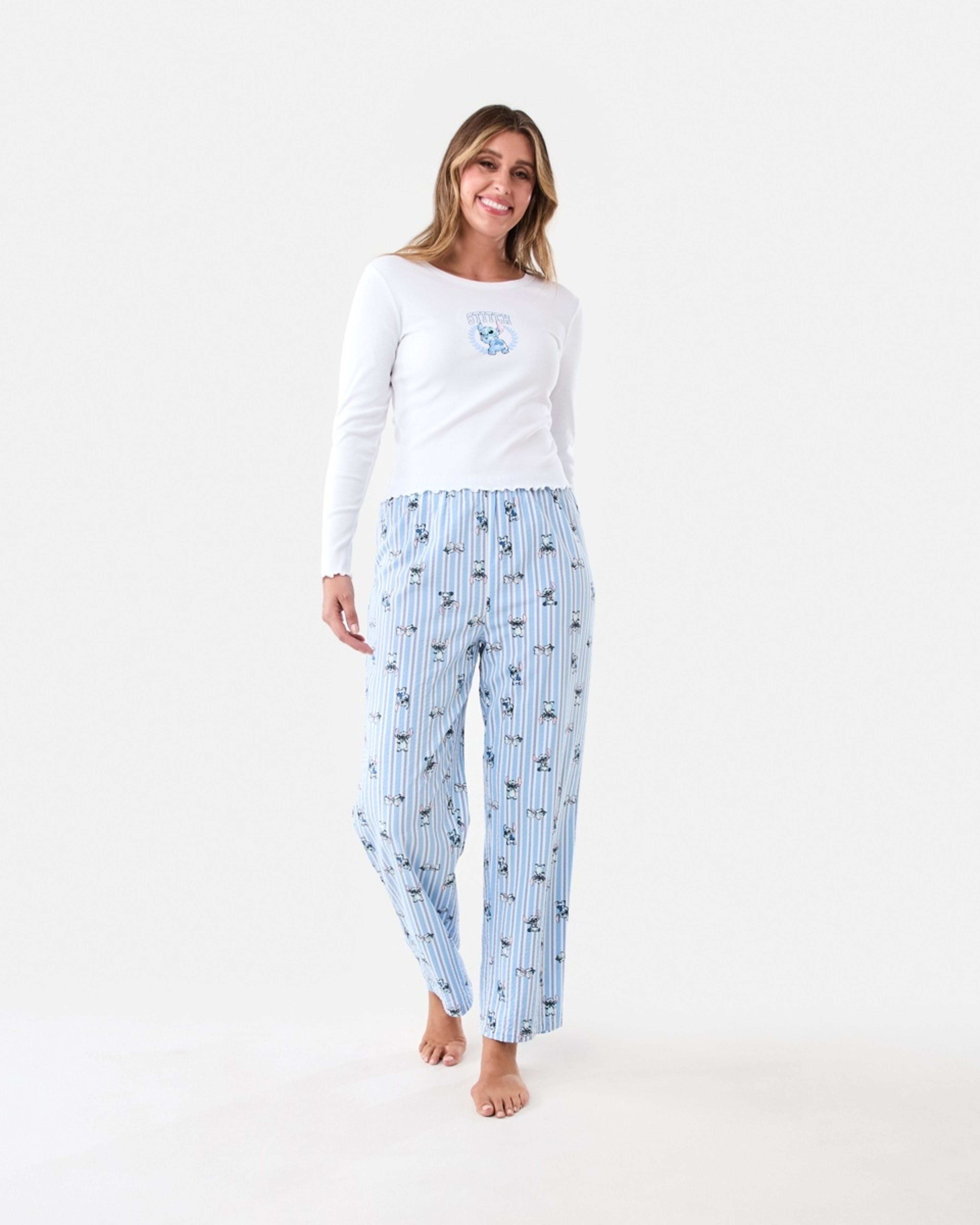 1 Disney Lilo & Stitch License Long Sleeve Top and Woven Pants Pyjama Set Stitch Stp, 1 of 7