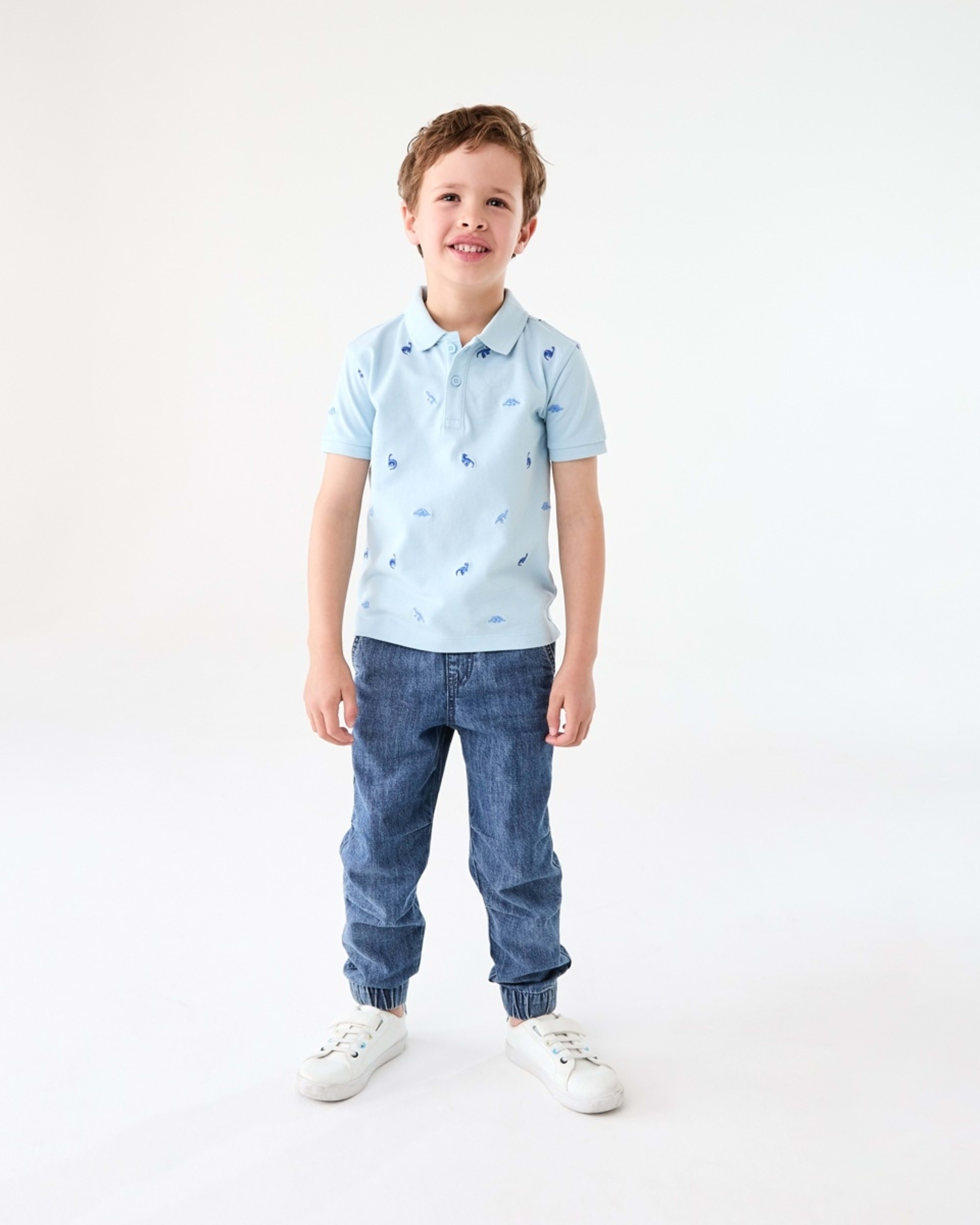 5 Embroidery Polo T-shirt MINI DINO BLUE, 5 of 6