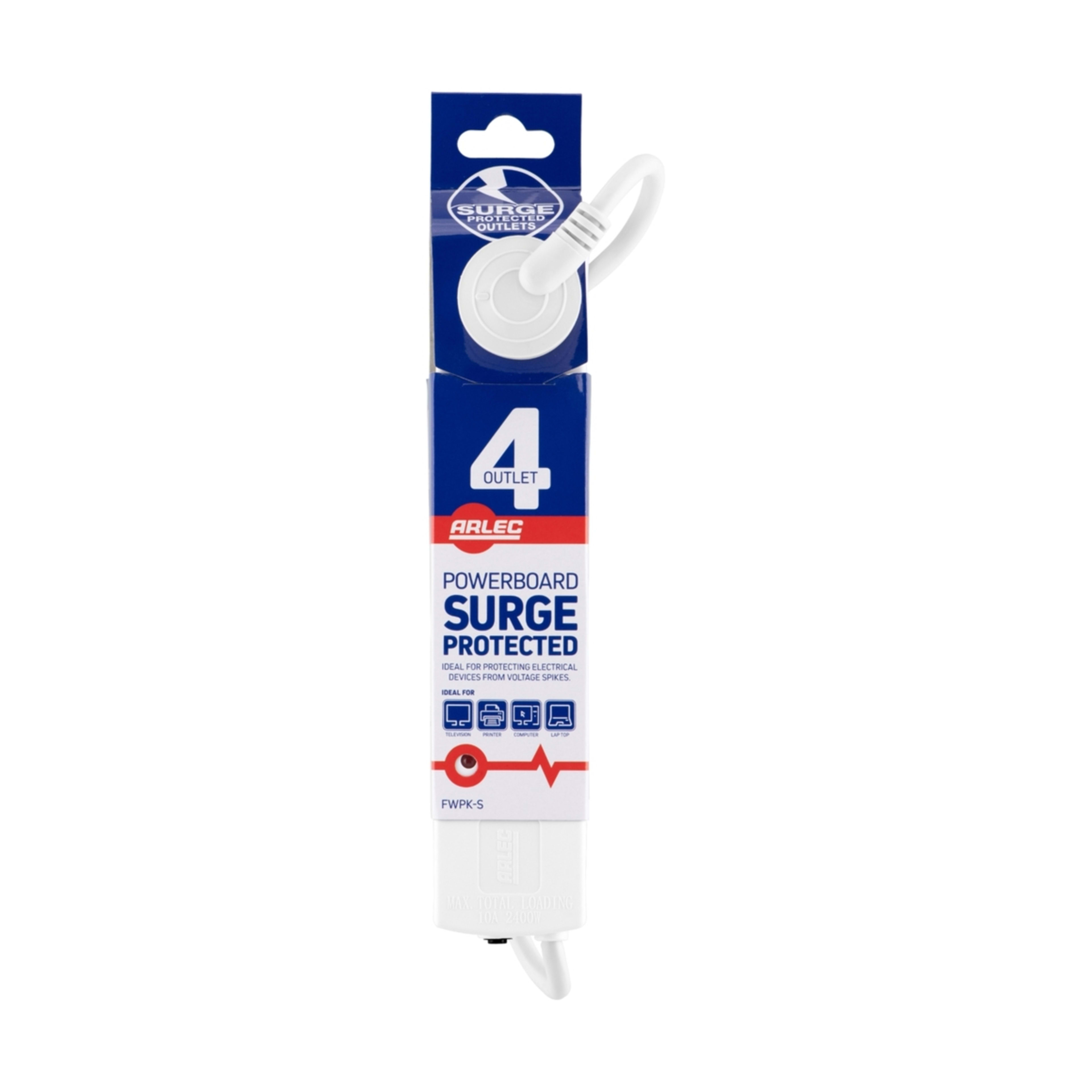 1 4 Outlet Surge Protected Powerboard