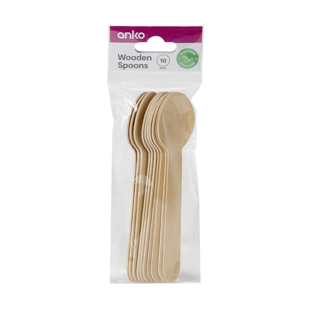 10 Piece Wooden Spoons Kmart