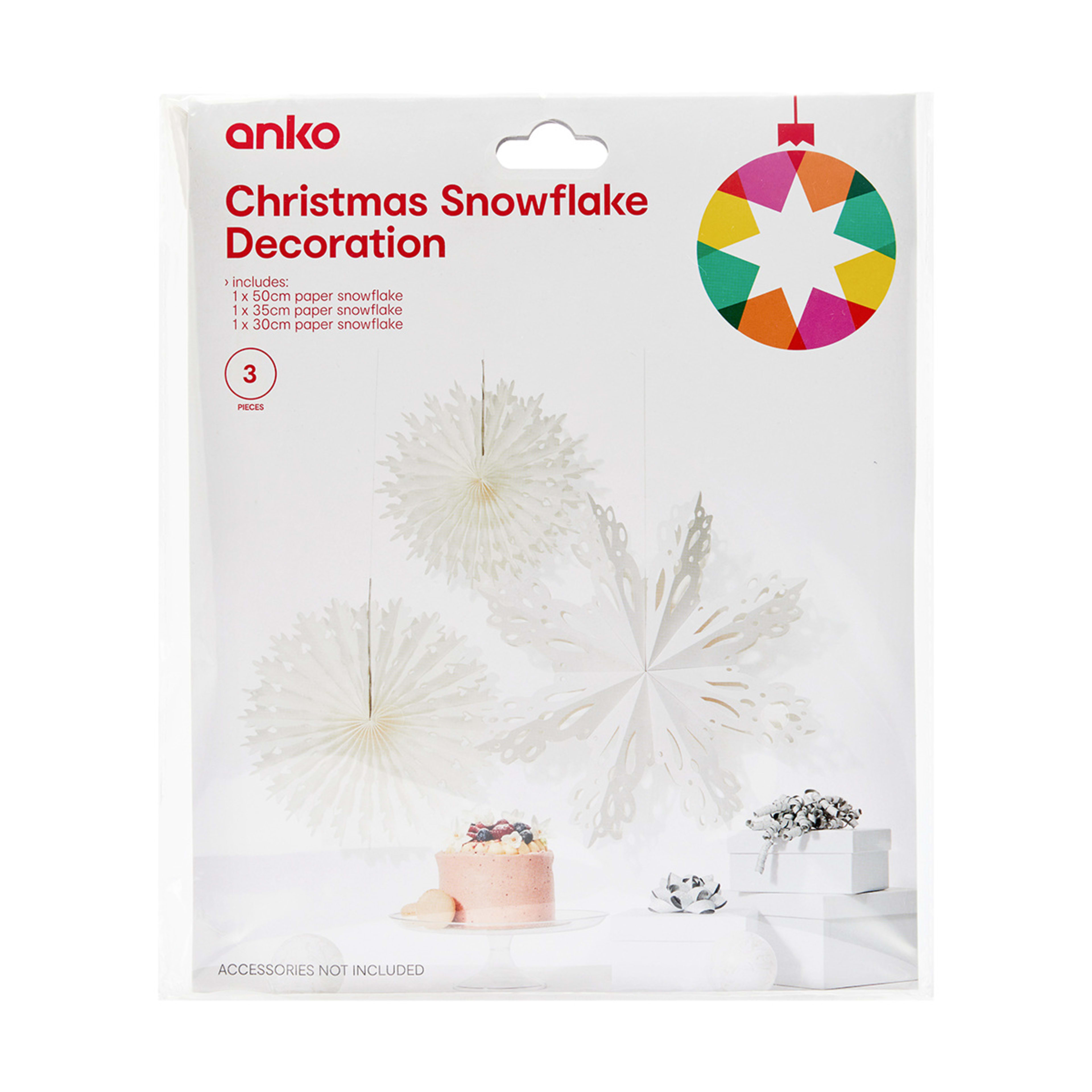 3 Piece Christmas Snowflake Decoration Kmart
