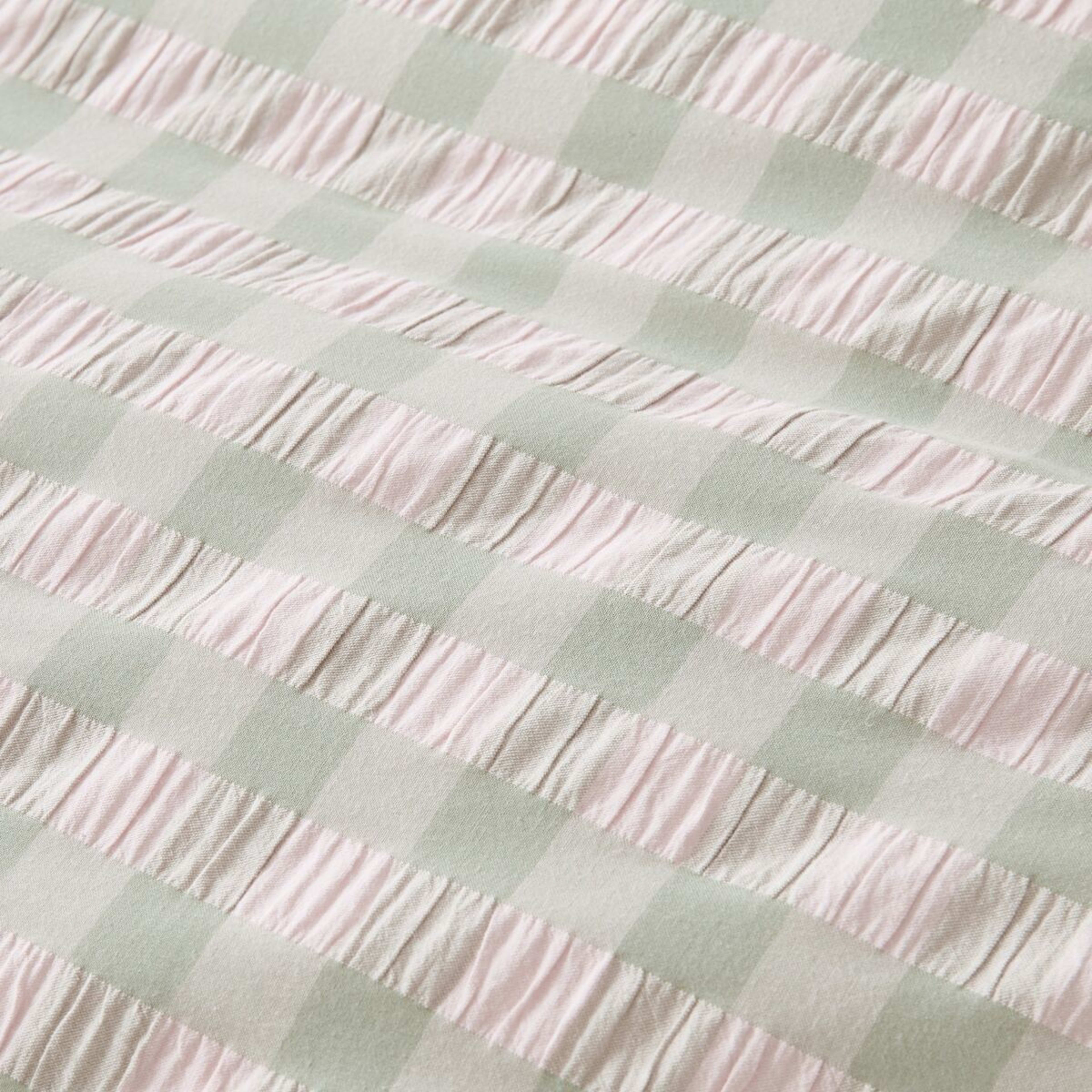 3 Gingham Ruffle Cotton Quilt Cover Set - Queen Bed, Sage and Pink, 3 of 6