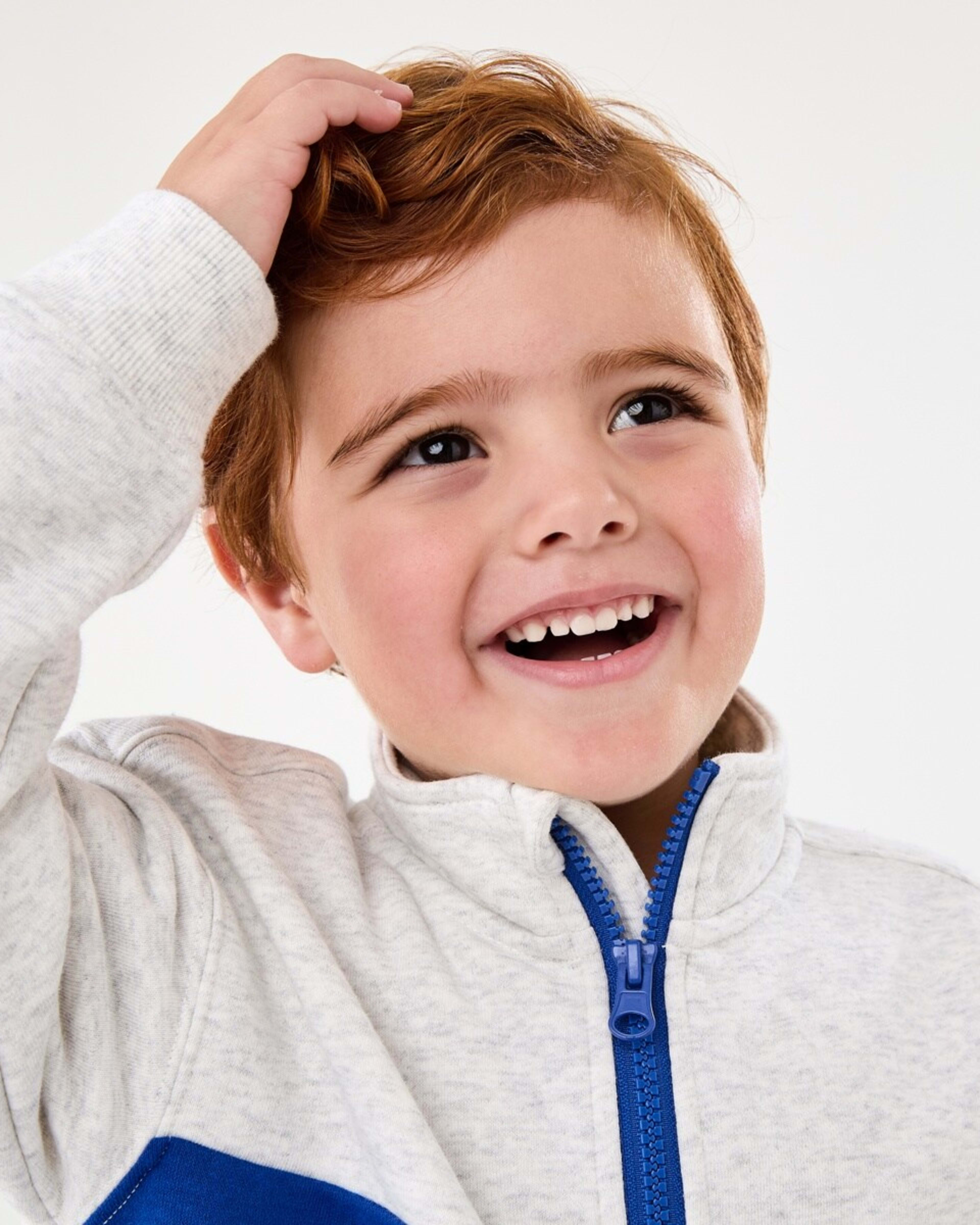 3 Quarter Zip Sweatshirt Wht Marle, 3 of 9