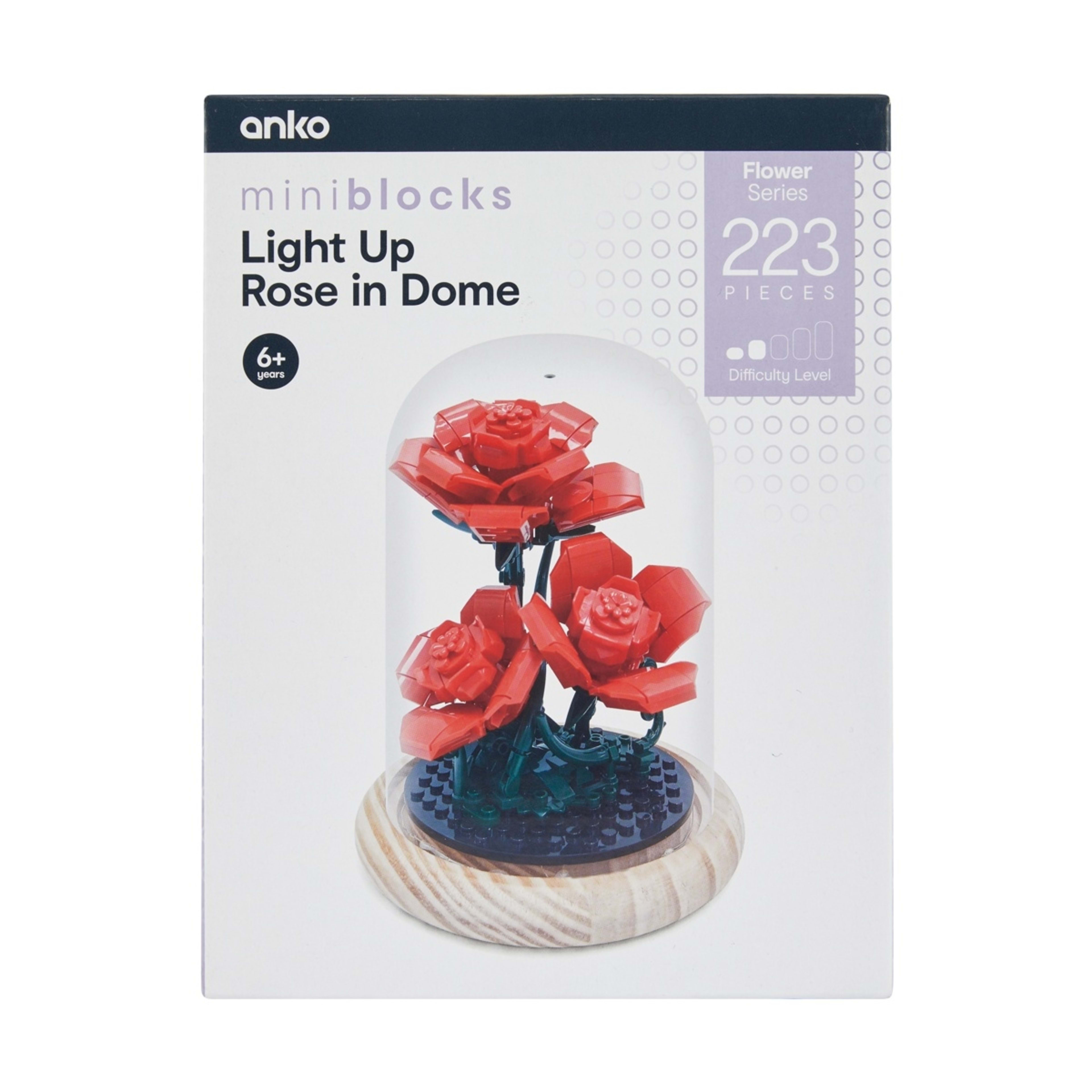 1 223 Piece Mini Blocks Flower Series: Light Up Rose in Dome, 1 of 4