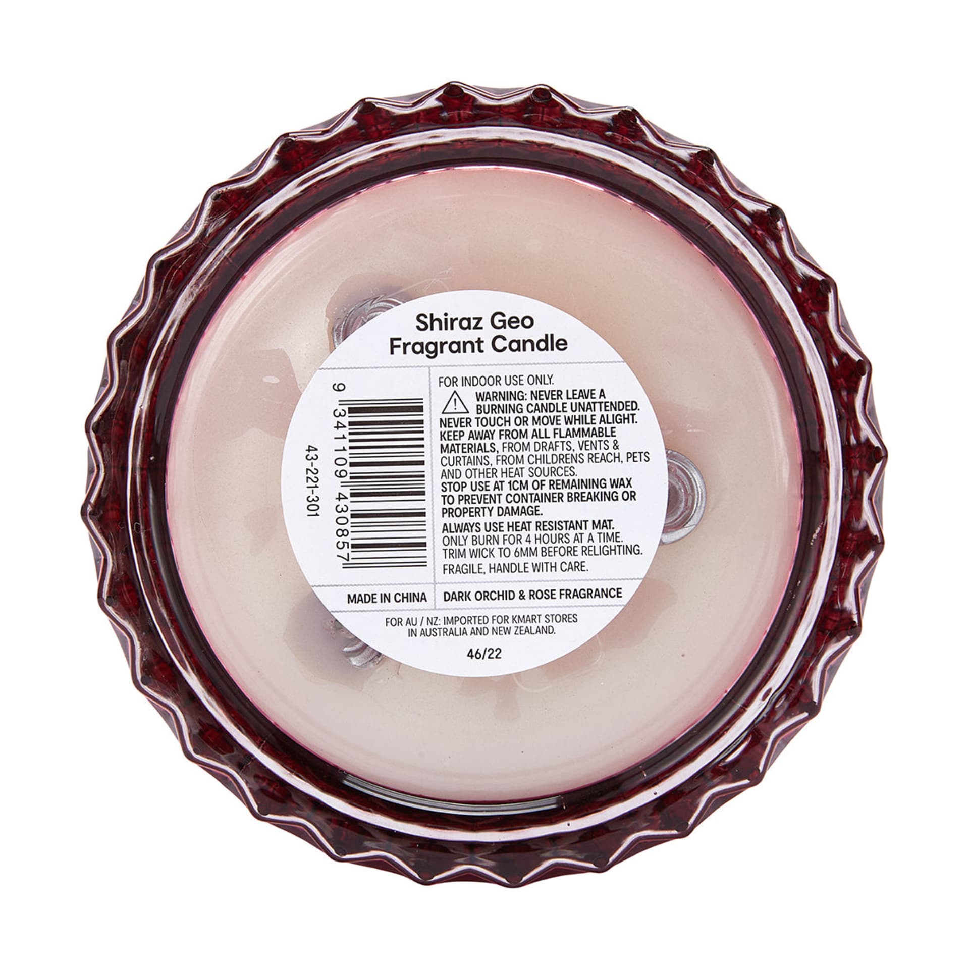 Dark Orchid and Rose Shiraz Geo Fragrant Candle Kmart