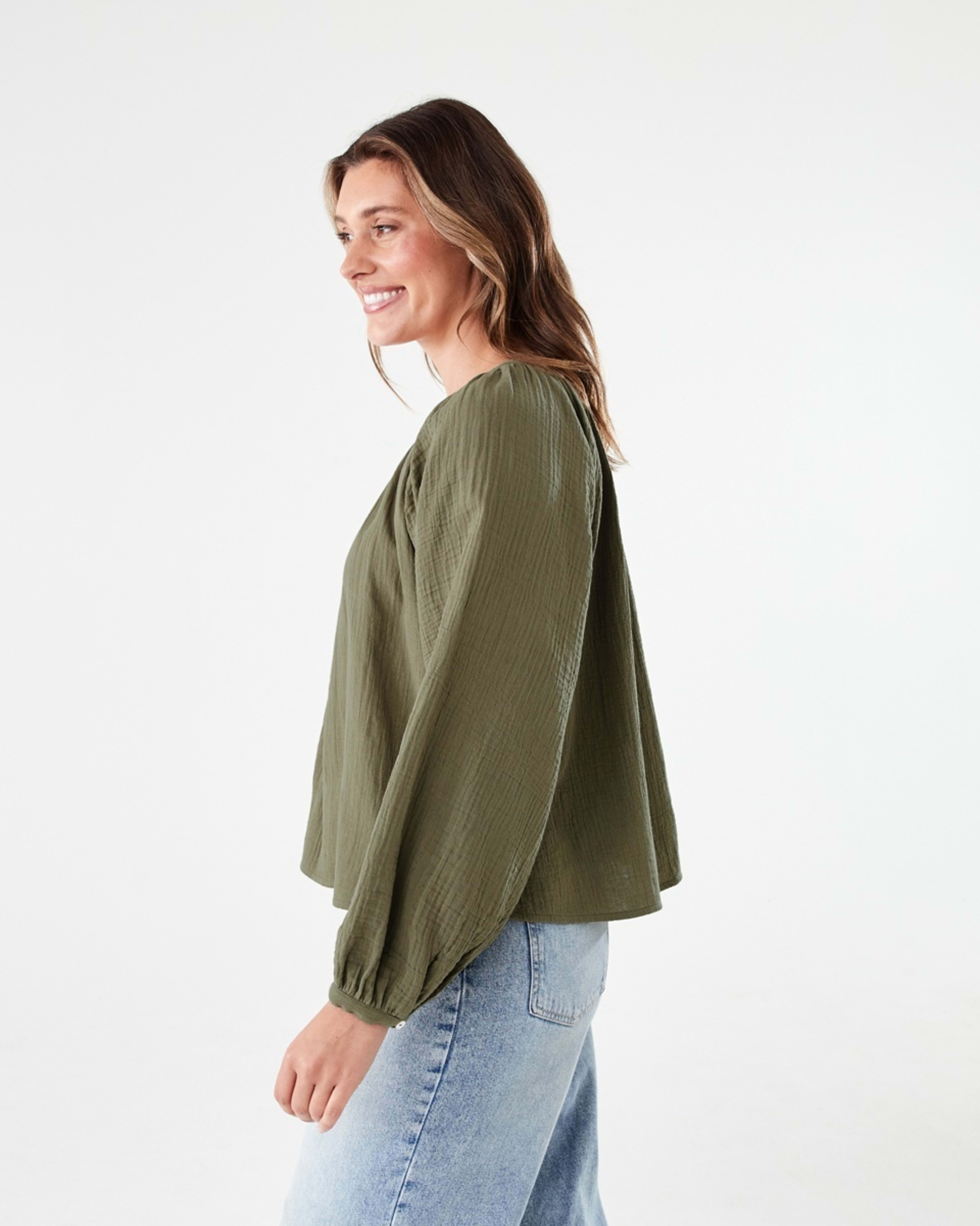 2 Long Sleeve Double Cloth Top PAVEMENT GREY, 2 of 6