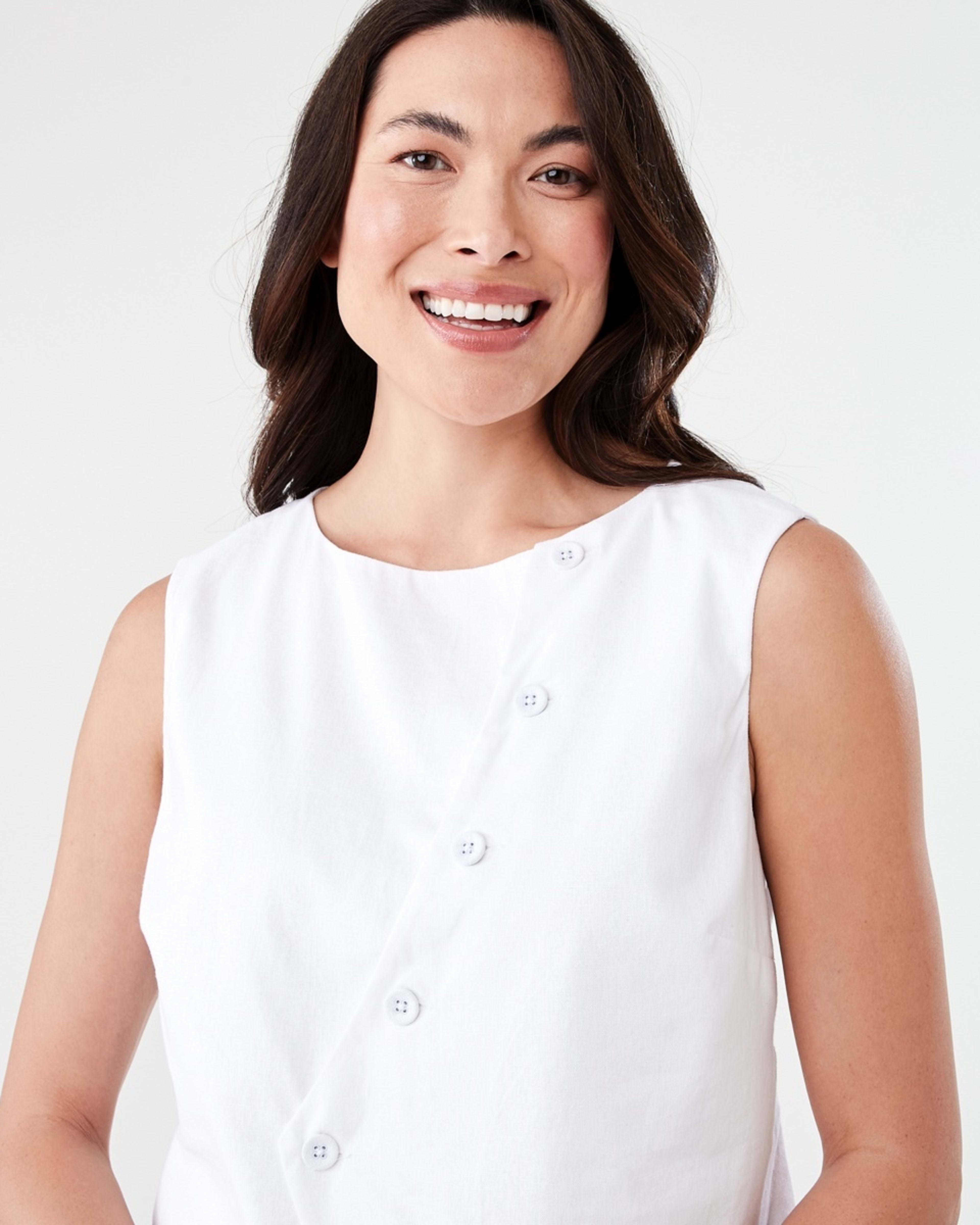 4 Sleeveless Asymmetrical Button Through Vest WHITE, 4 of 7