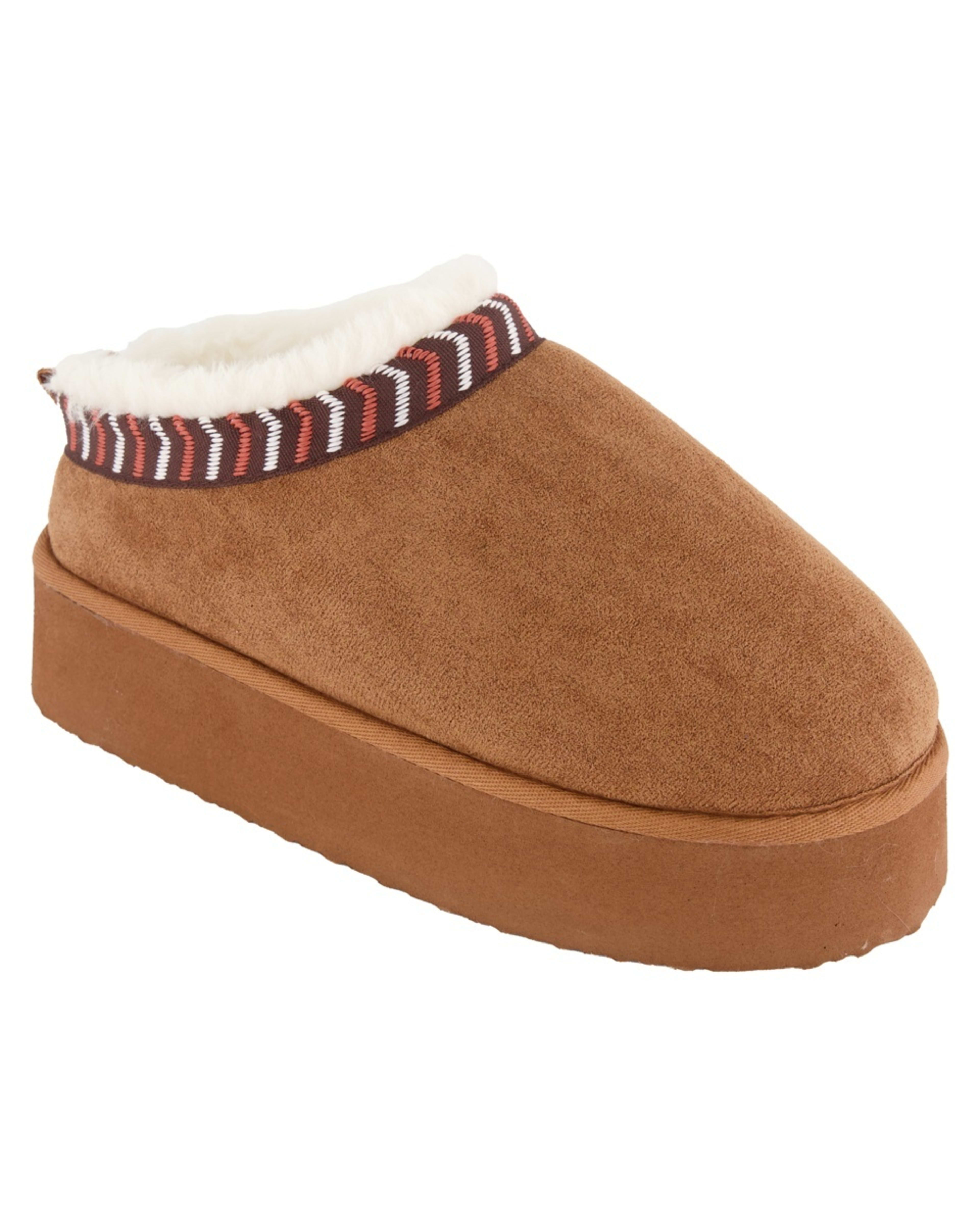 1 Scuff Platform Trim Slippers Chestnut