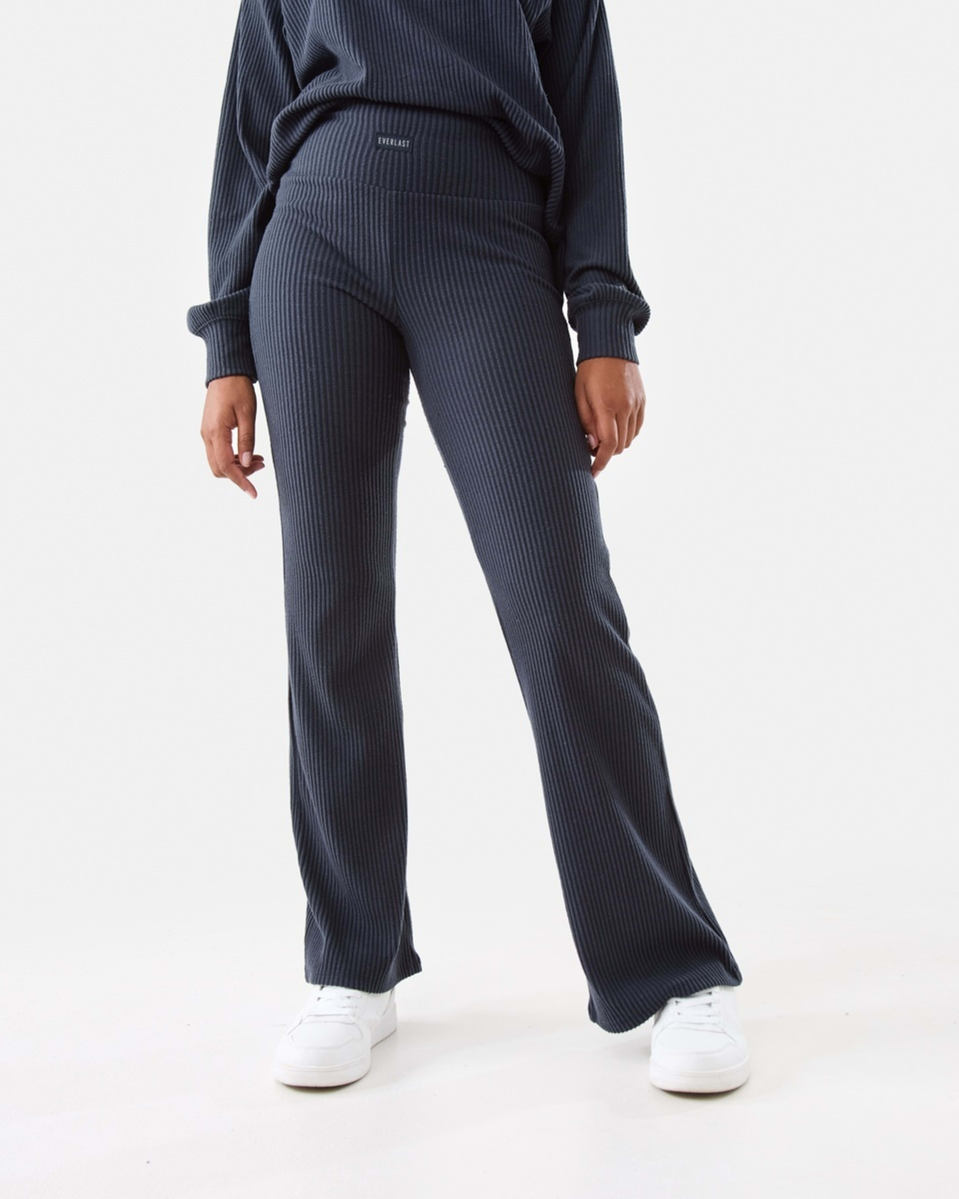 1 Everlast Womens Ribbed Luxe Flare Trackpants Wshed Navy, 1 of 5