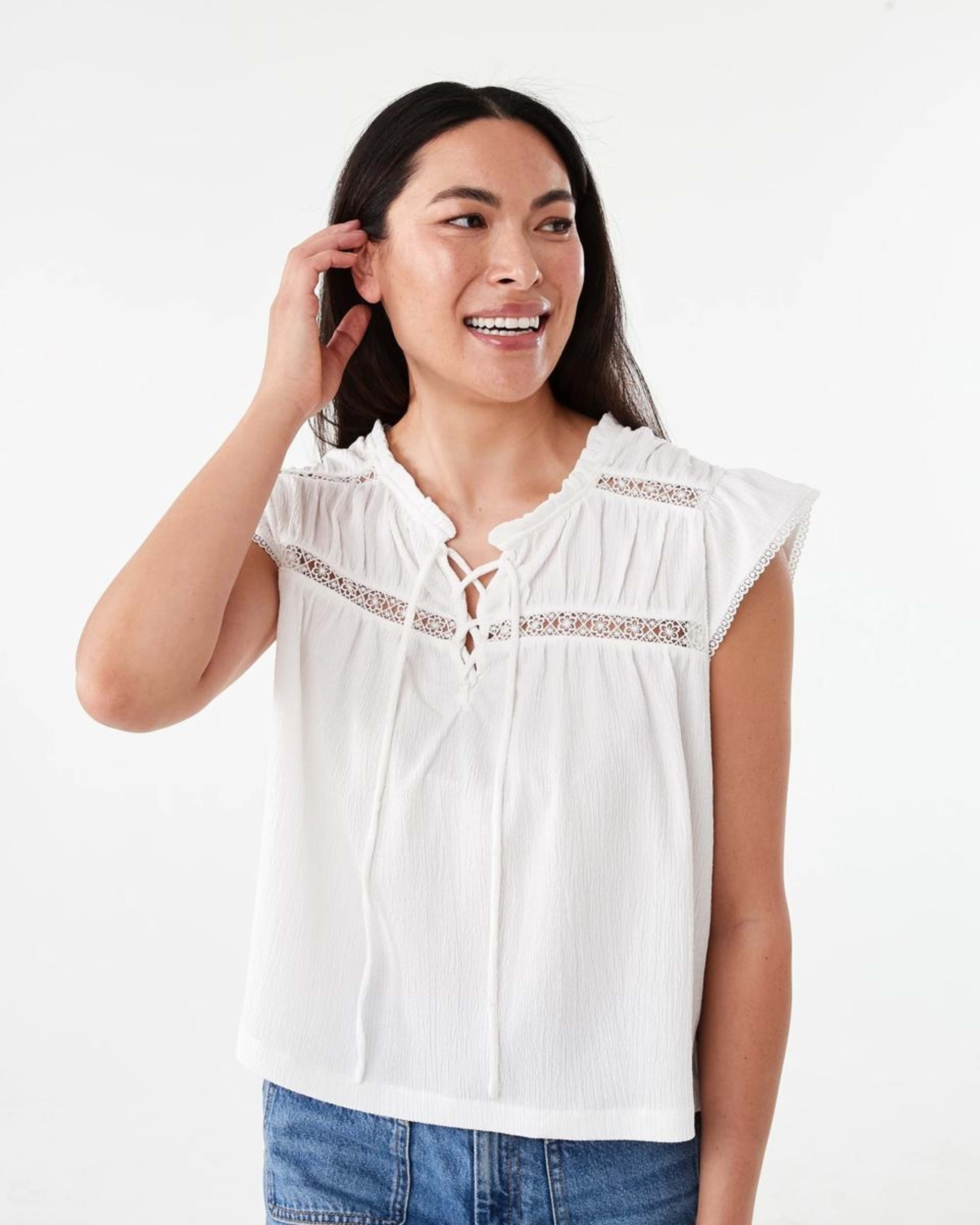 1 Short Sleeve Boho Top Cld White, 1 of 6