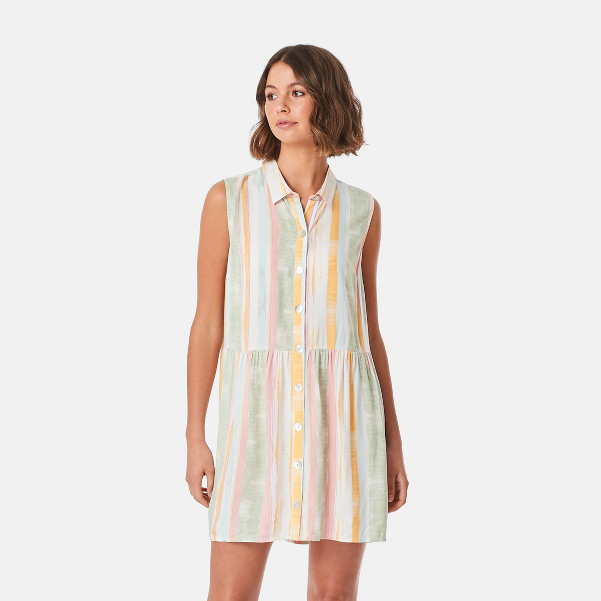 Sleeveless Button Front Shirt Dress - Kmart