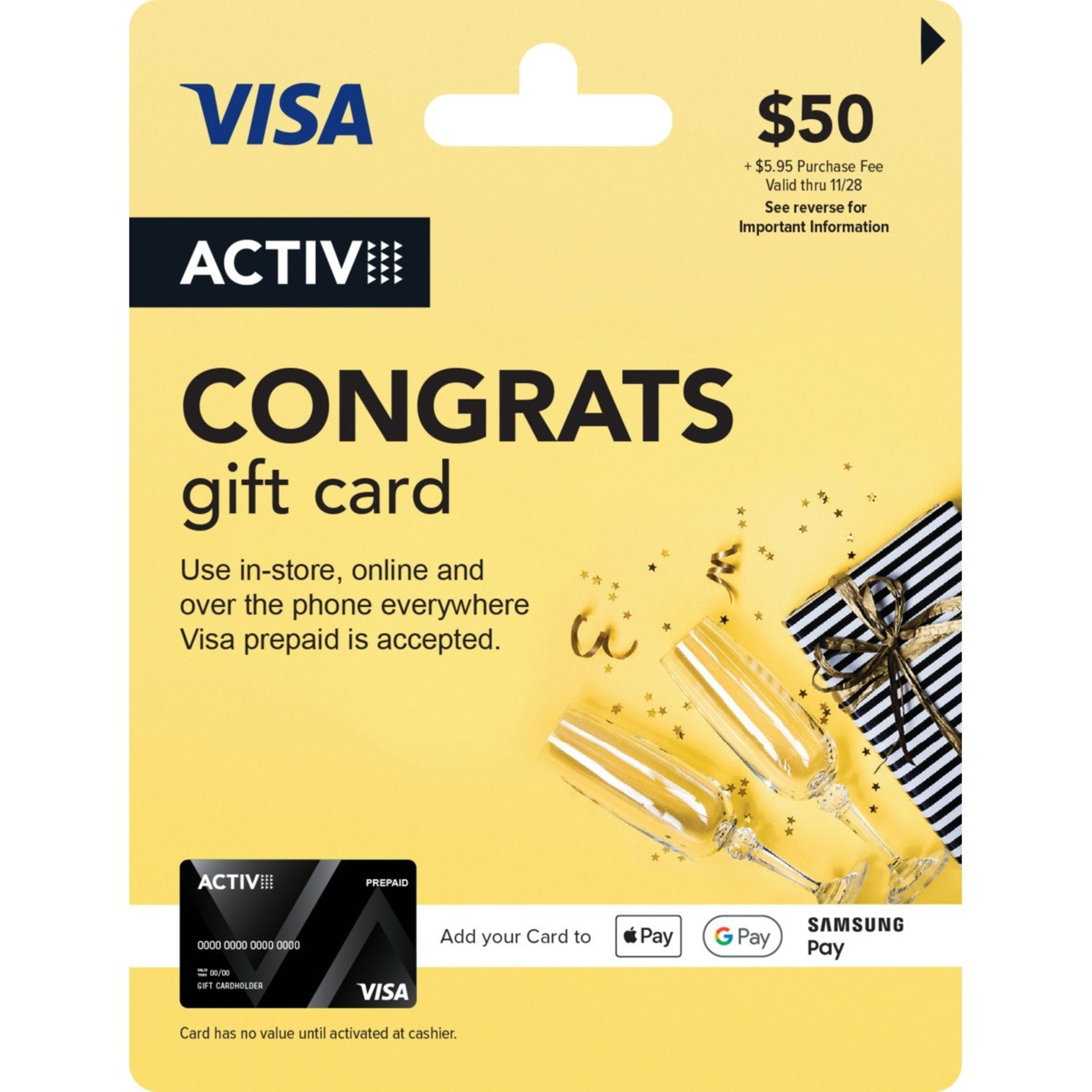 1 Activ VISA Congrats $50 Gift Card