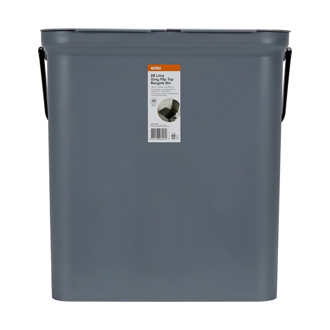 28L Grey Flip Top Recycle Bin Kmart