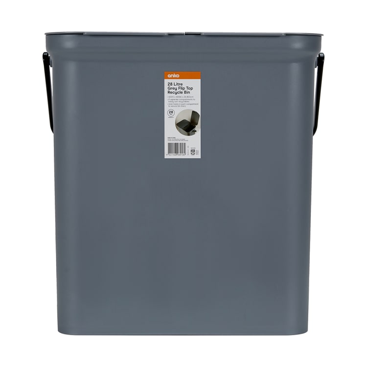 28L Grey Flip Top Recycle Bin Kmart