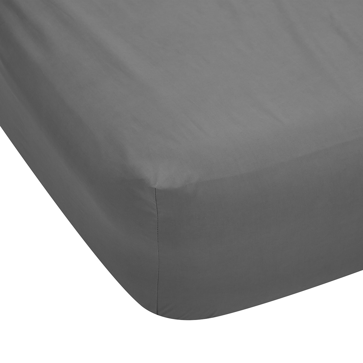225 Thread Count Fitted Sheet Single Bed, Grey Kmart