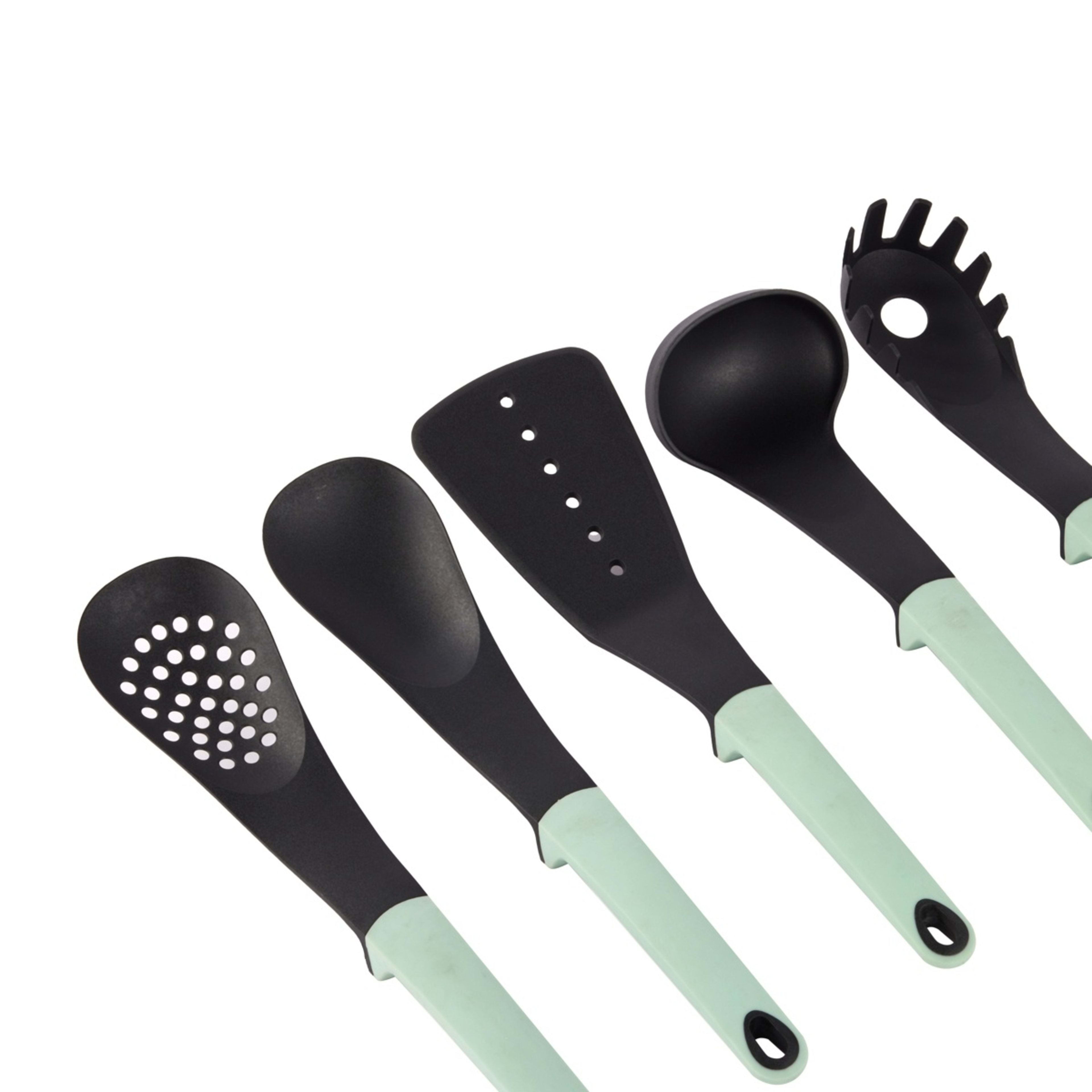 3 Set of 5 Nylon Utensils with Soft Touch Handles, 3 of 5