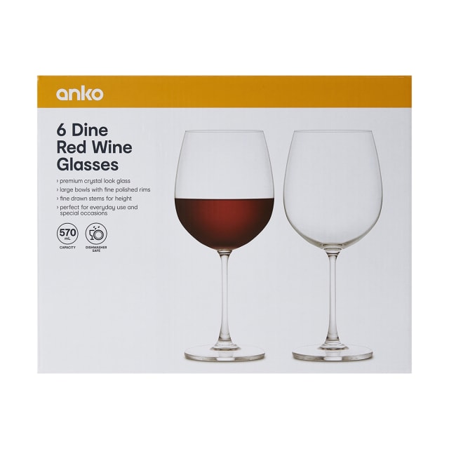 6 Dine Red Wine Glasses Kmart