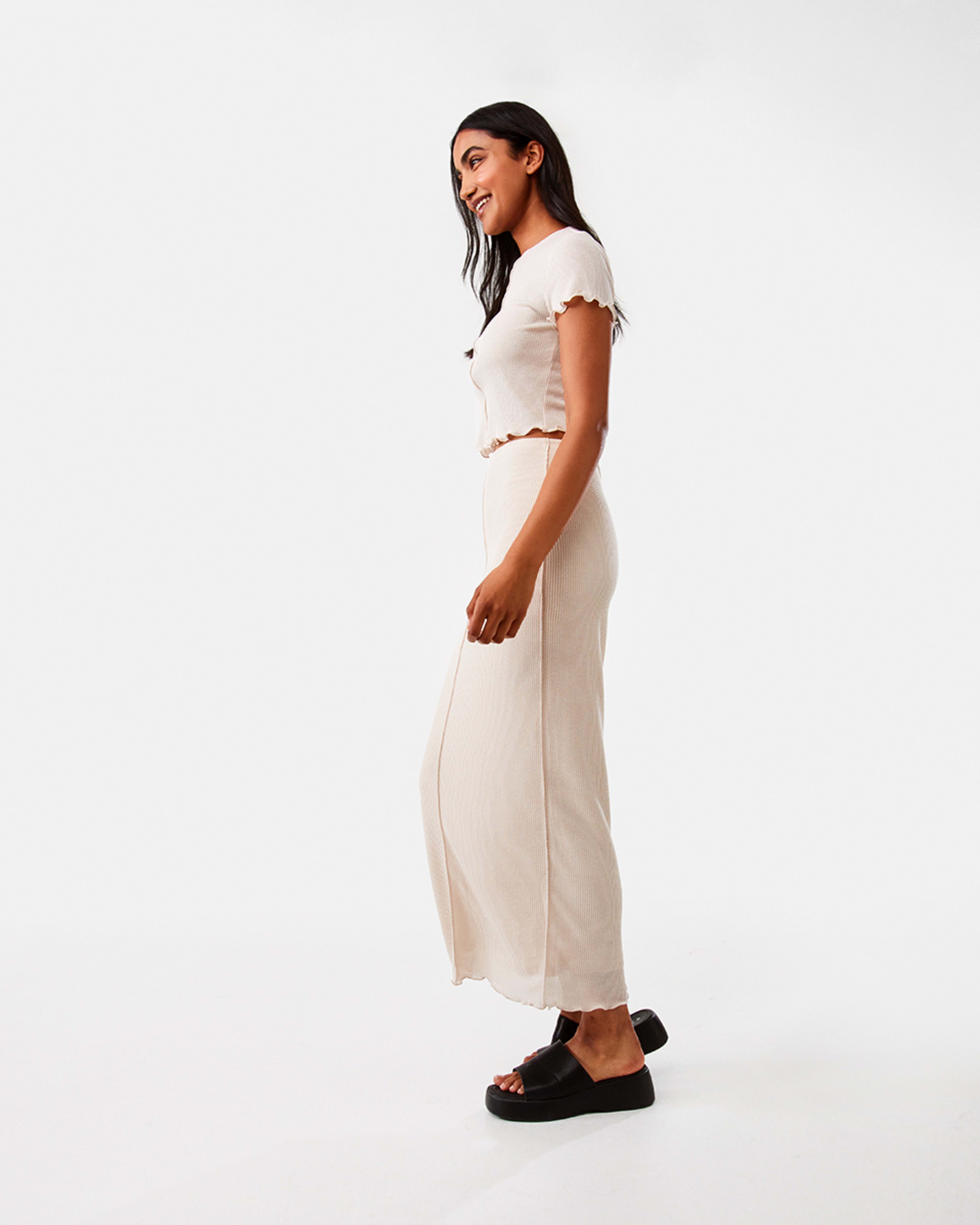 5 Short Sleeve Rib Seam T-shirt Ecru, 5 of 10