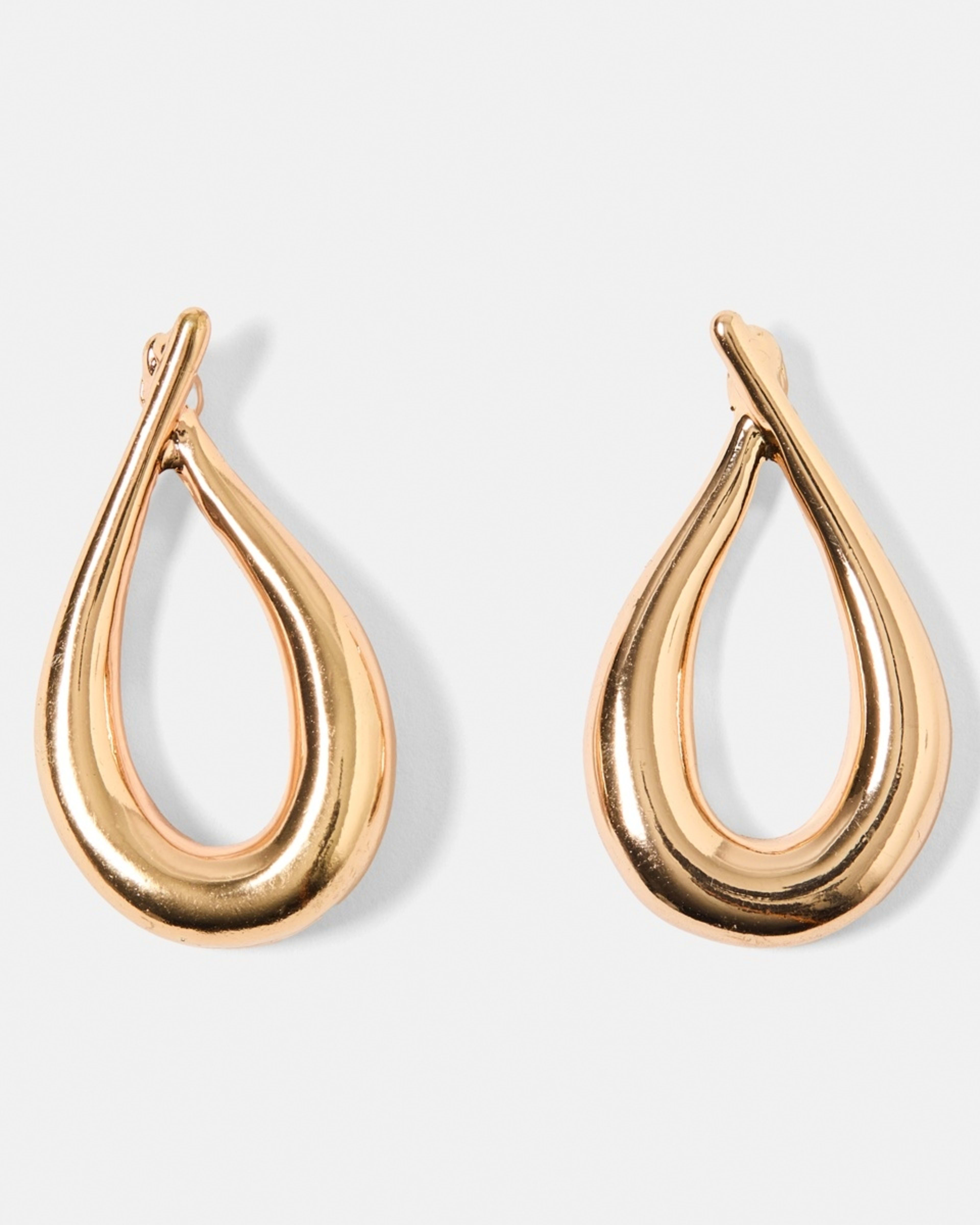 1 Crossover Teardrop Earrings - Gold Tone Gold