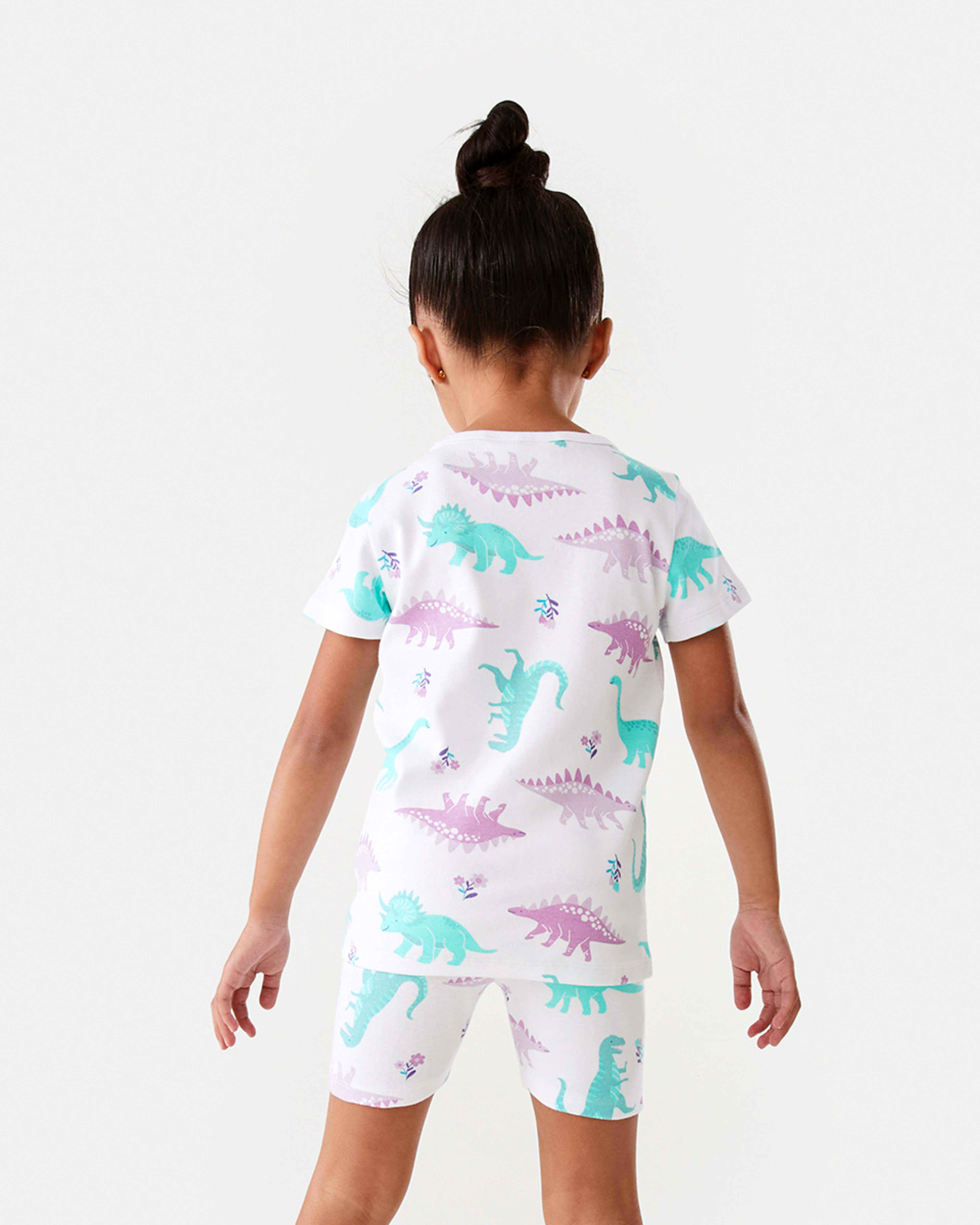 2 Short Sleeve Skinny Rib Knit Pyjama Set Whitedino, 2 of 10