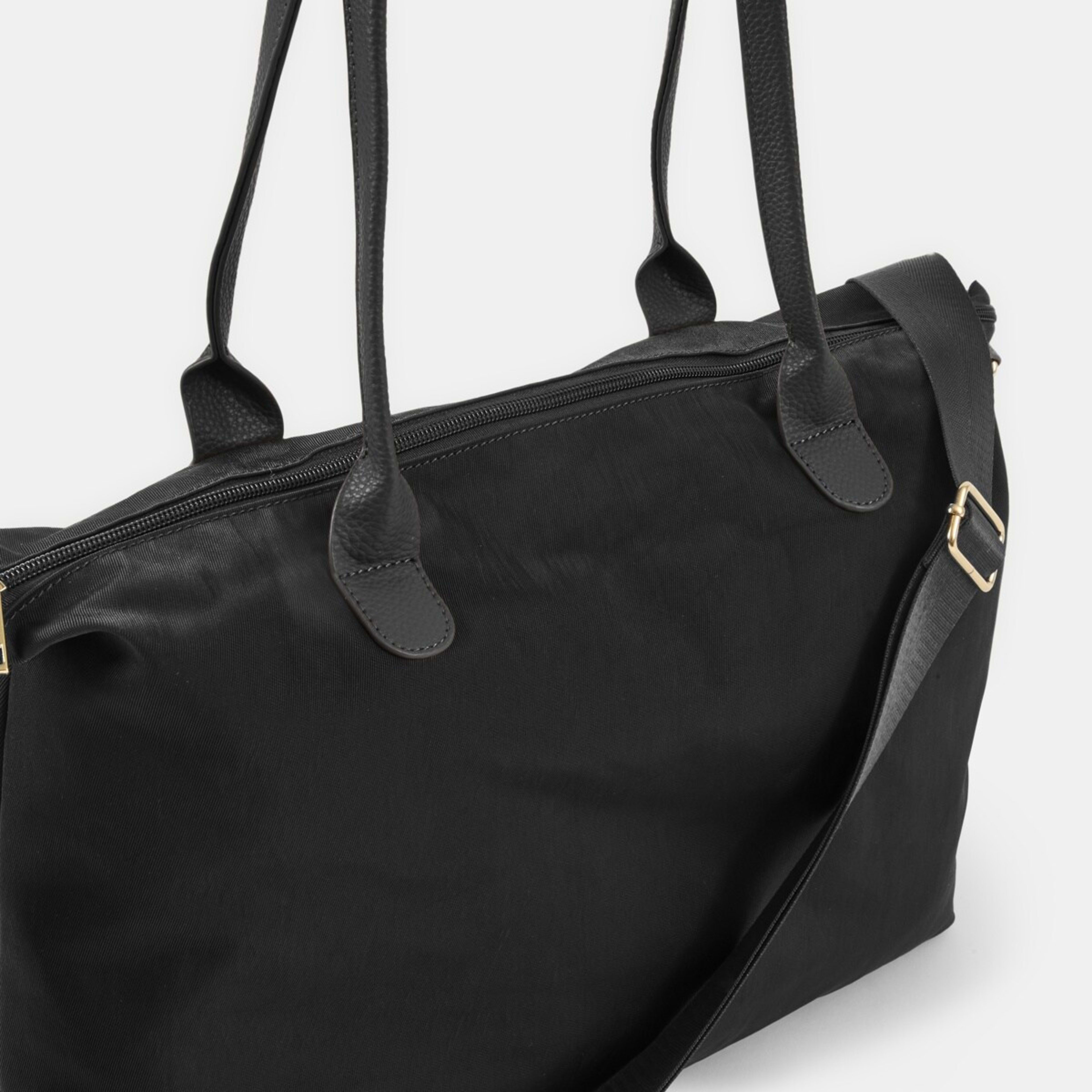 3 Woven Nylon Tote Bag Black, 3 of 5