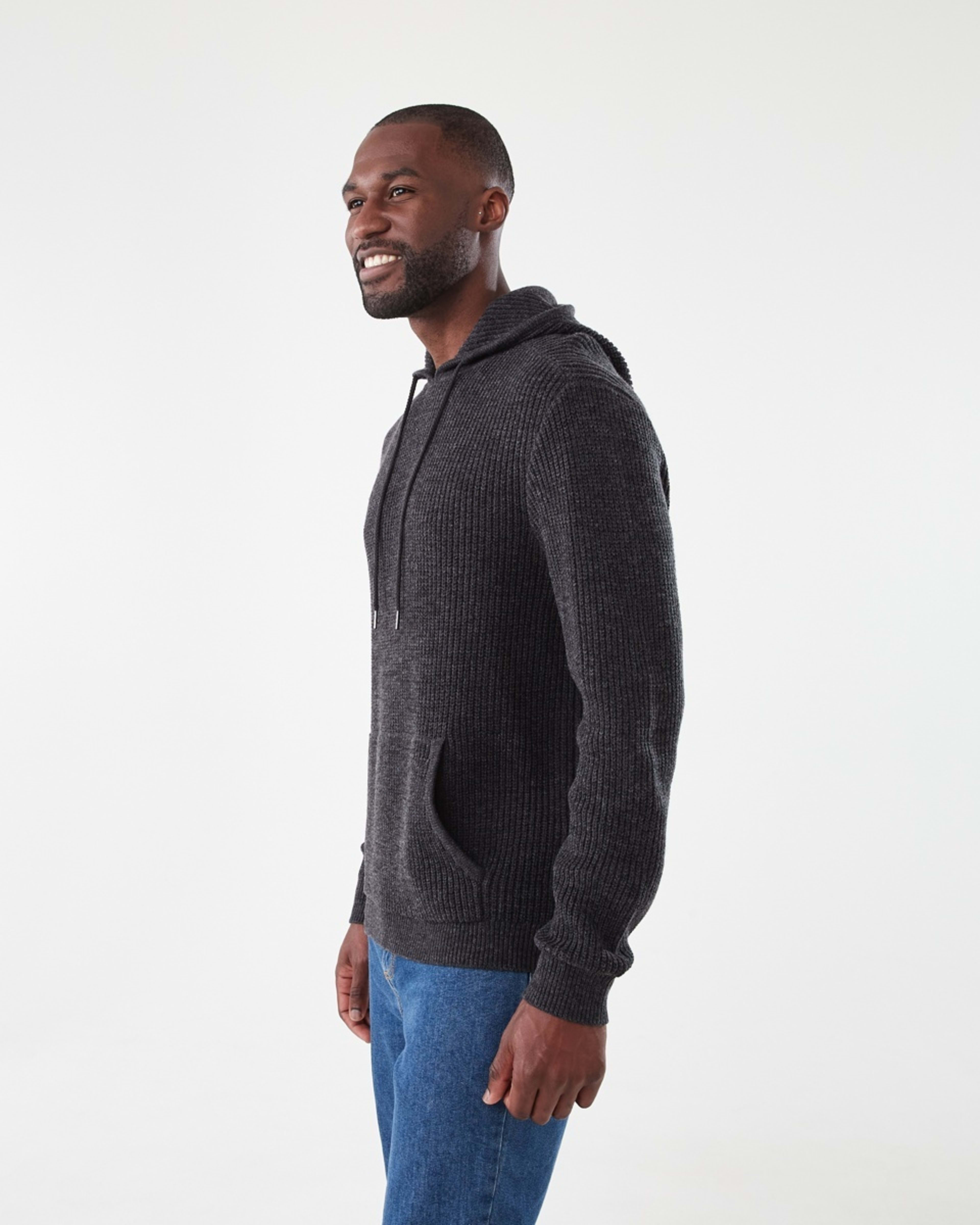 2 Hooded Knit Pullover Black Marle, 2 of 6