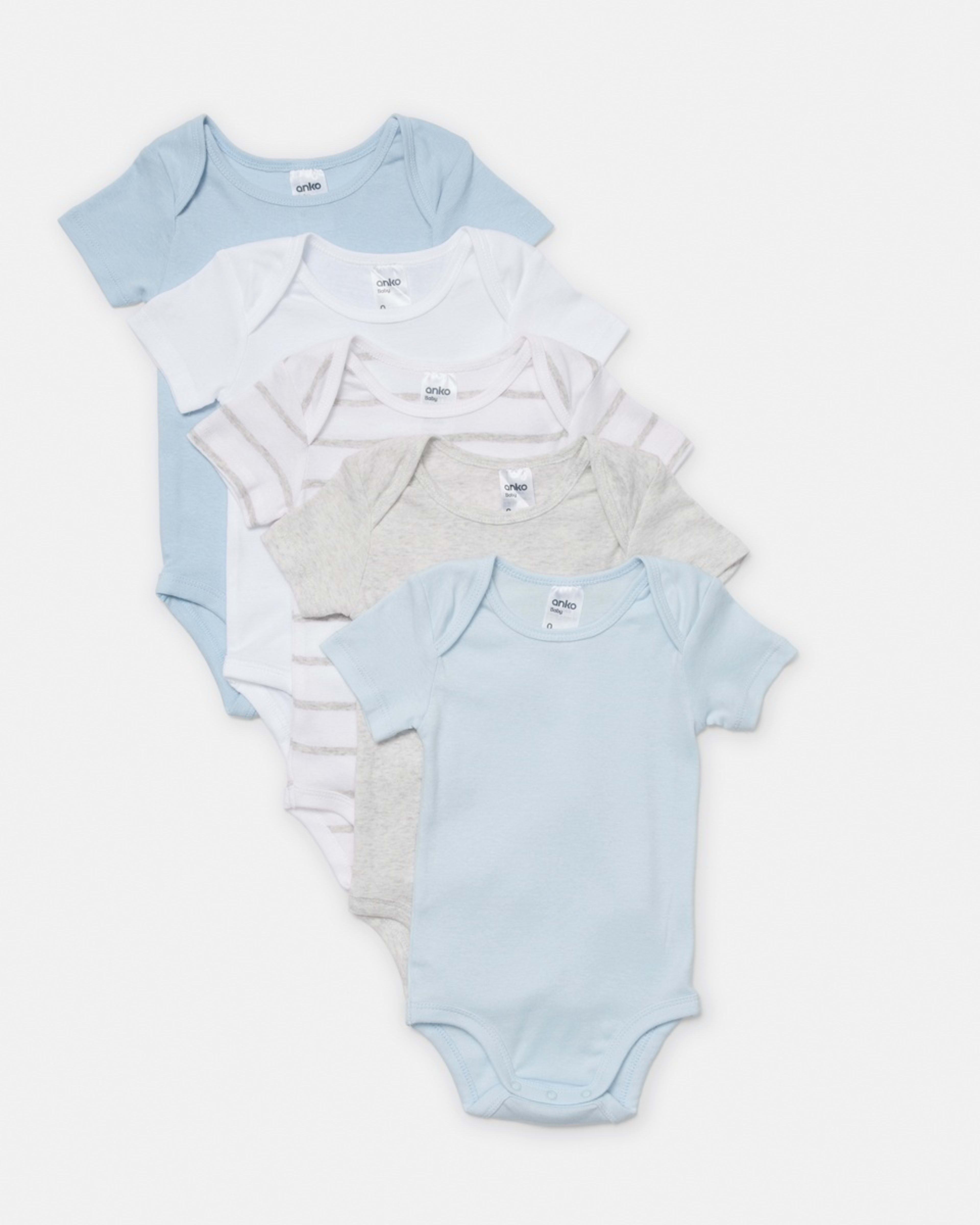 1 5 Pack Short Sleeve Bodysuits BLUE MULTI PACK
