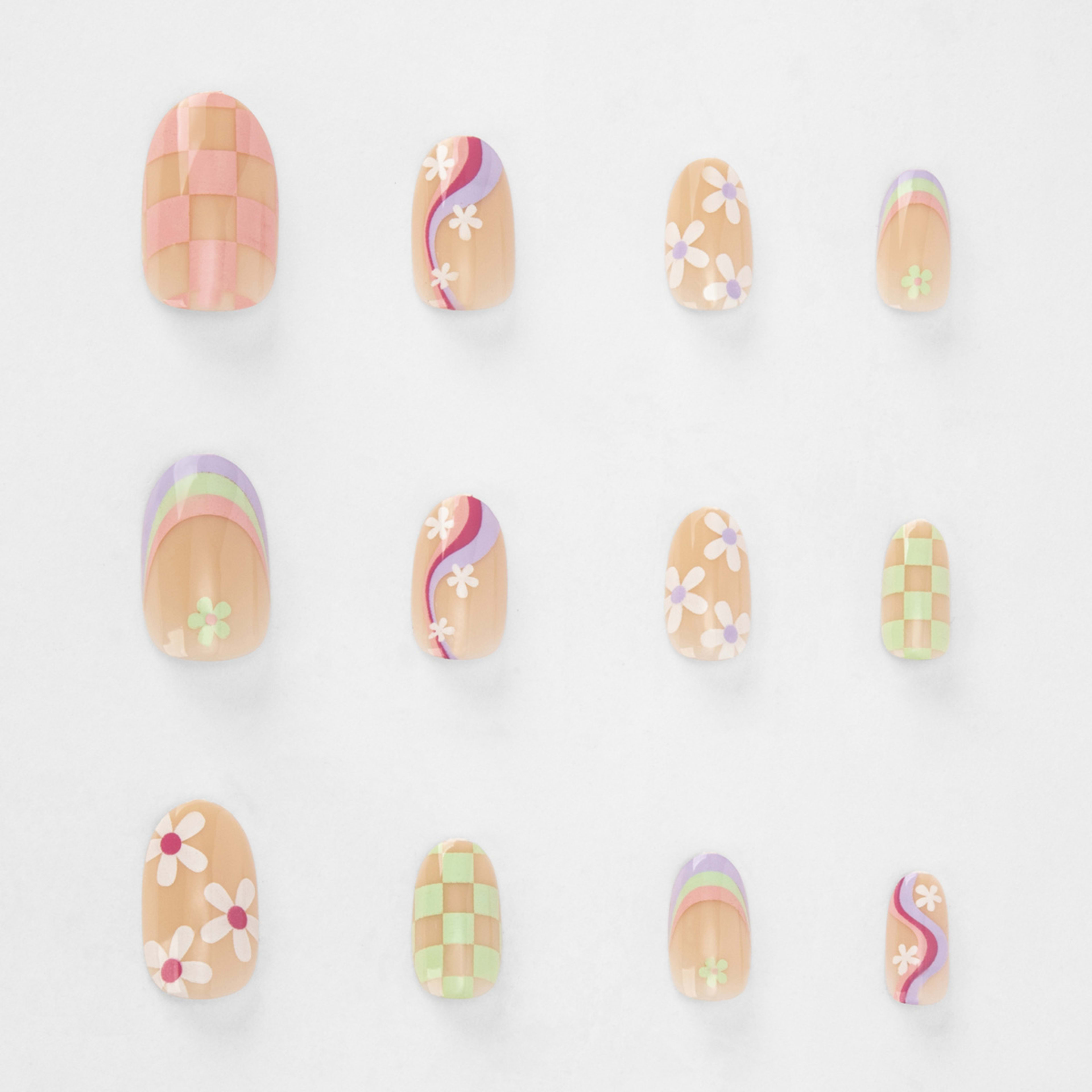 5 OXX Cosmetics 24 Pack False Nails with Adhesive - Oval Shape, Mixed Motif, 5 of 5