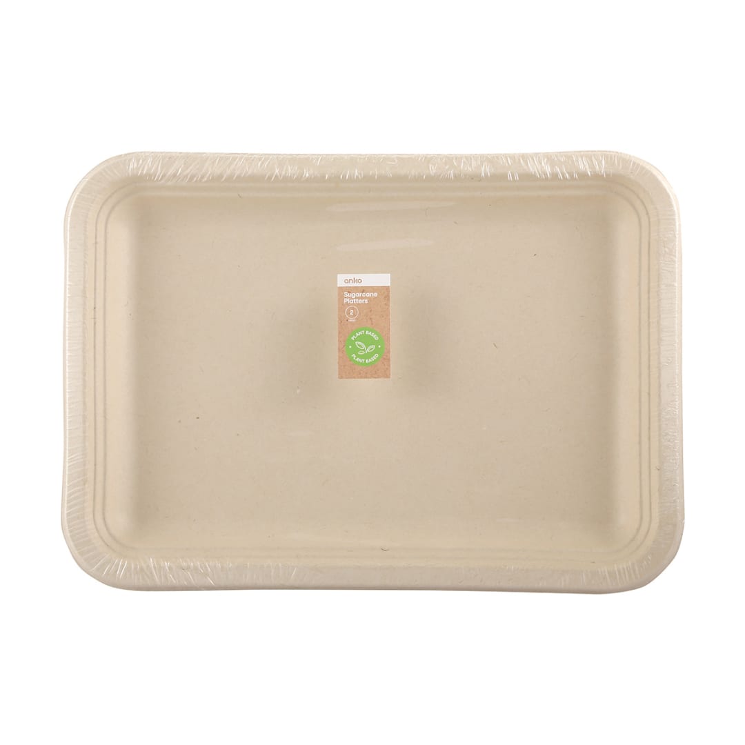 2 Pack Sugarcane Pulp Platters Kmart