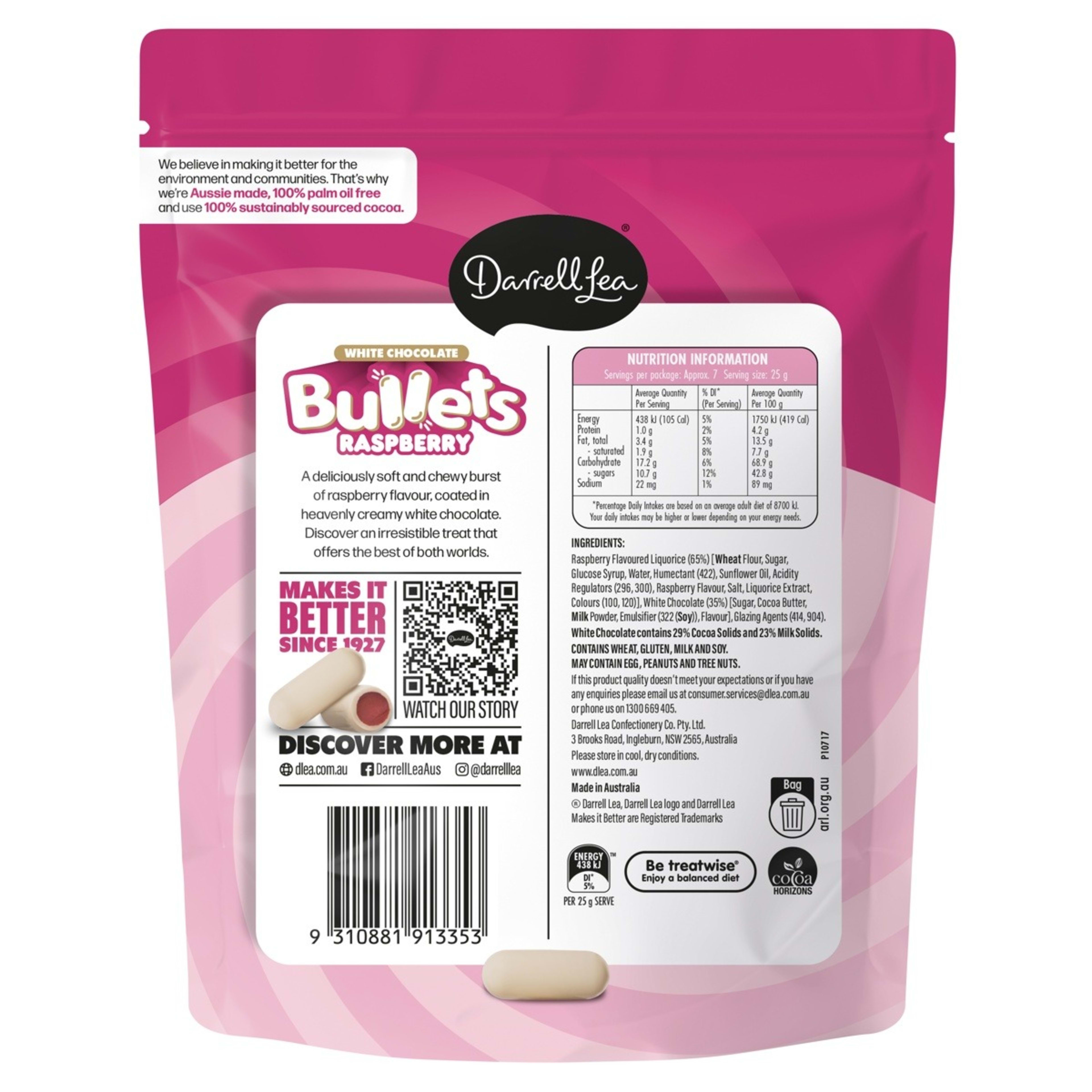 2 Darrell Lea White Chocolate Raspberry Bullets 180g, 2 of 2