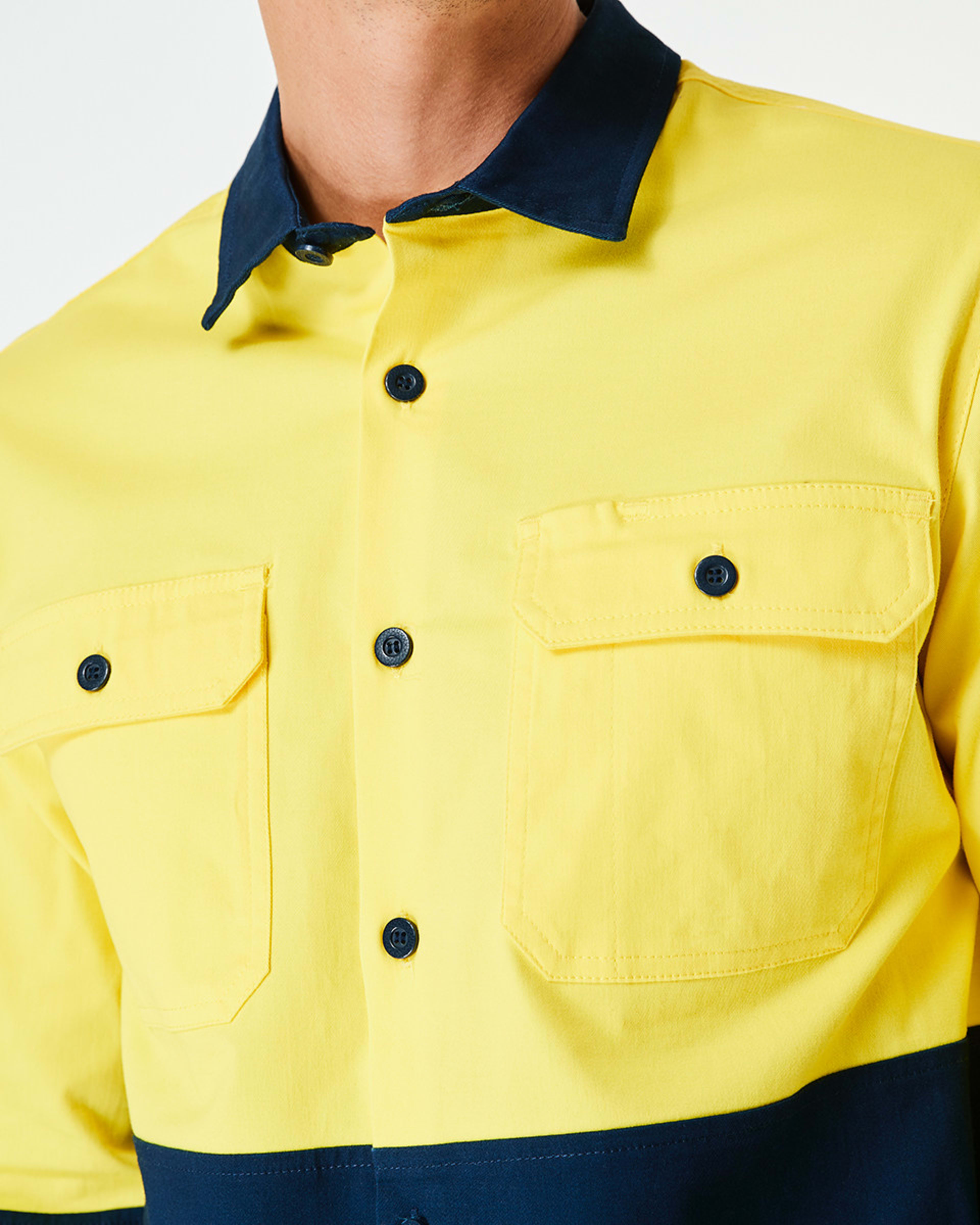 4 Workwear Long Sleeve Hi-Visibility Stretch Shirt SAFETY YELLOW, 4 of 5