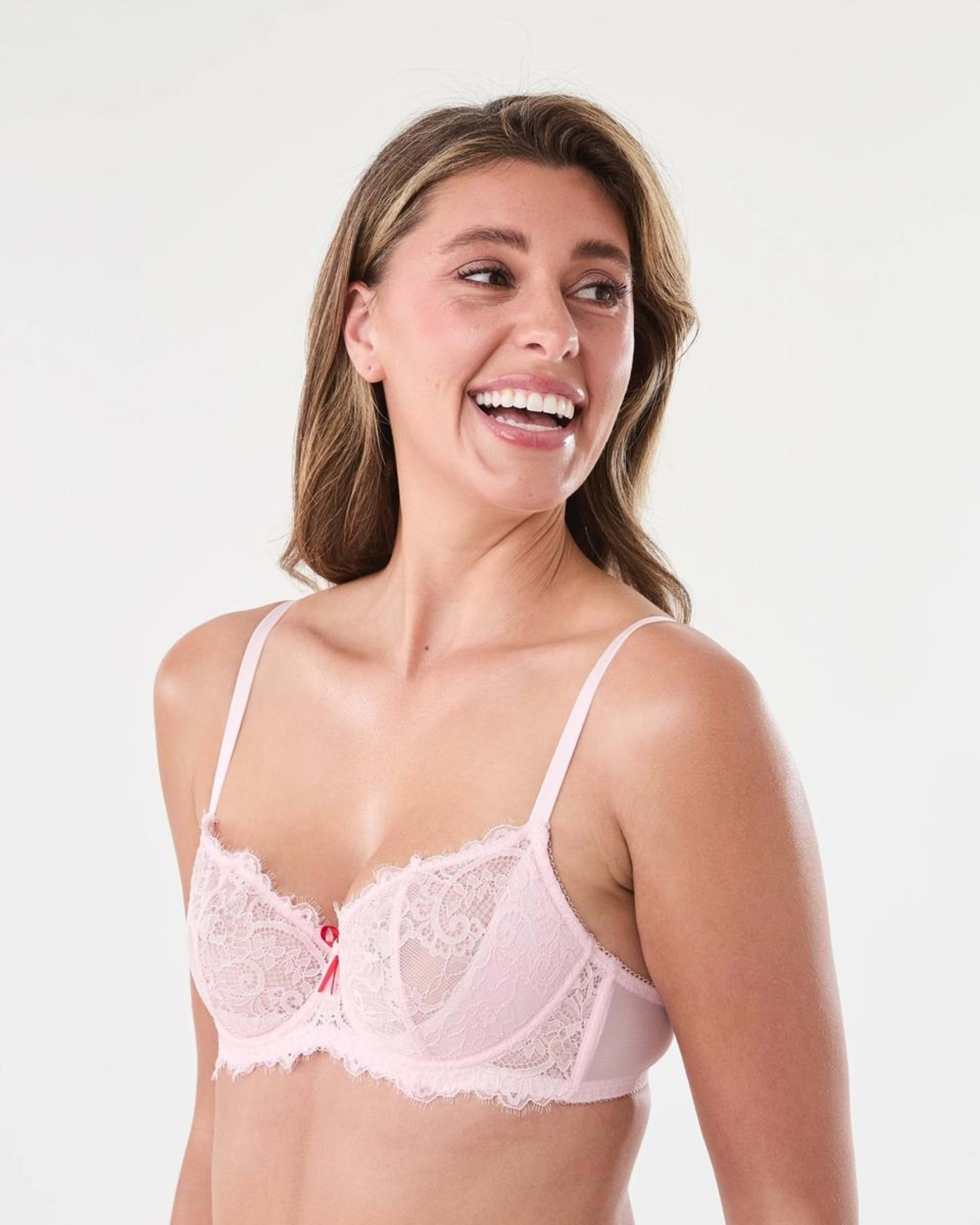 2 Co-ordinated Eyelash Lace Half Soft Cup Bra Bllet Pink, 2 of 7