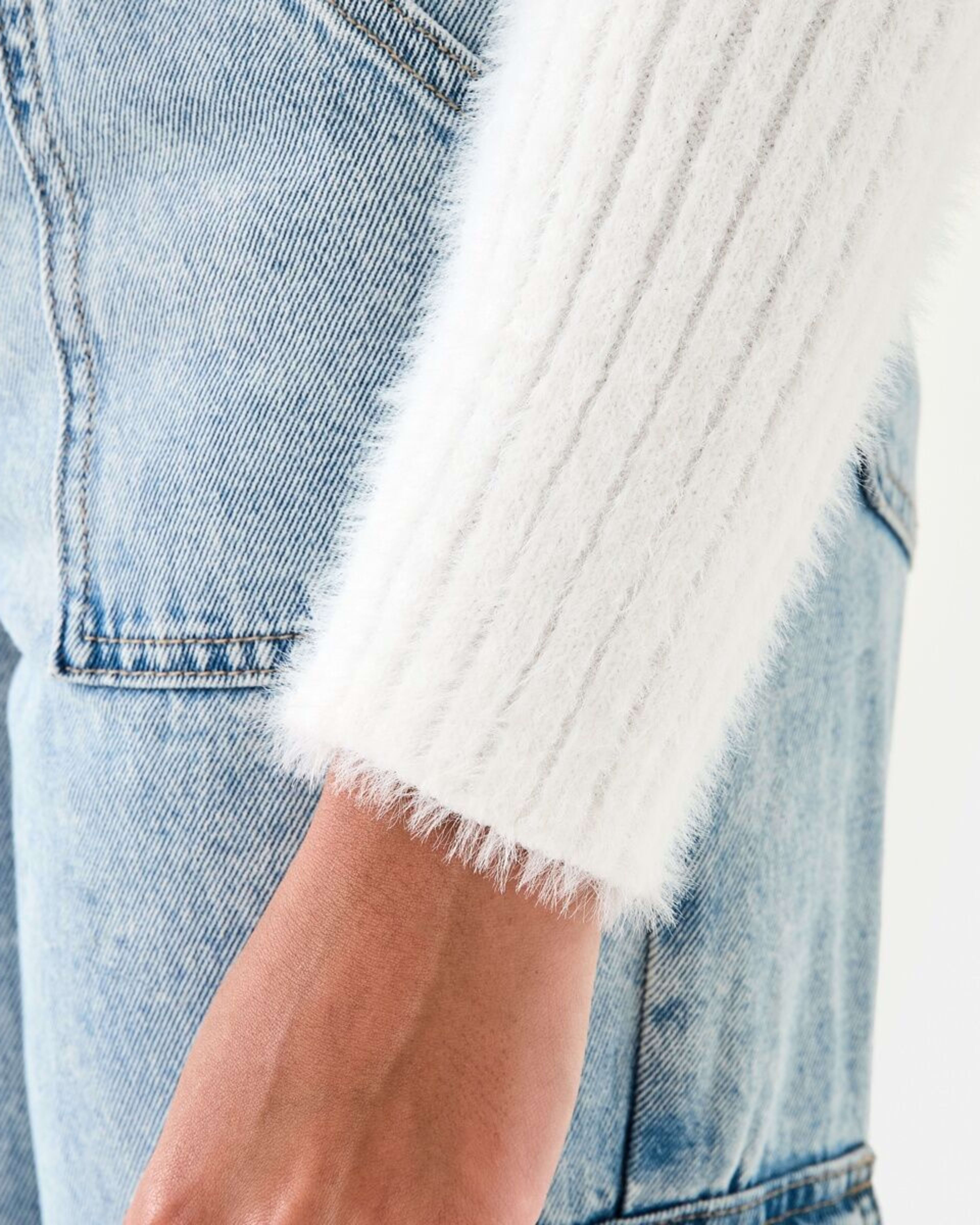 5 Crop Rib Cardigan Cream, 5 of 9