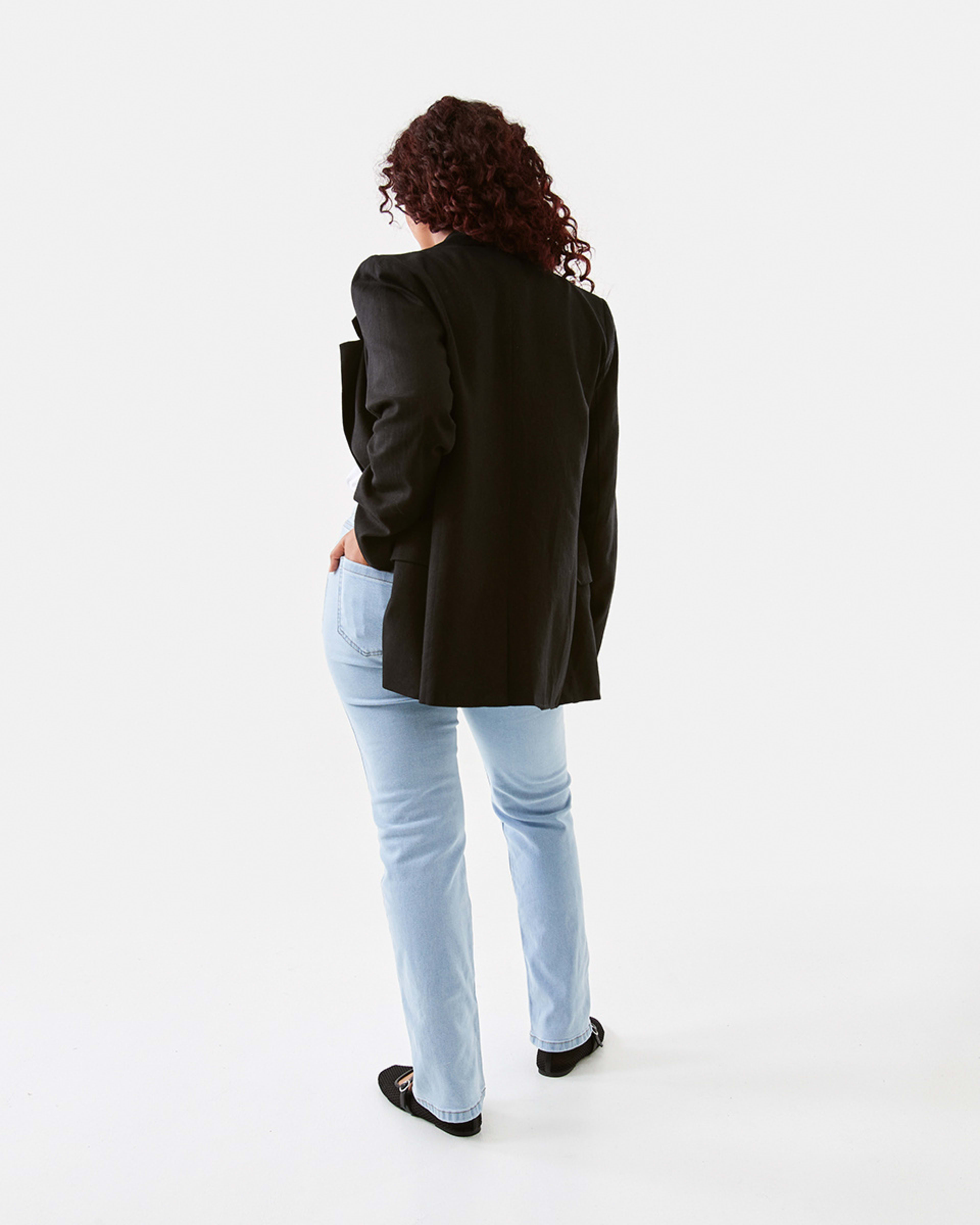 4 High Rise Straight Jeans Light Wash, 4 of 6