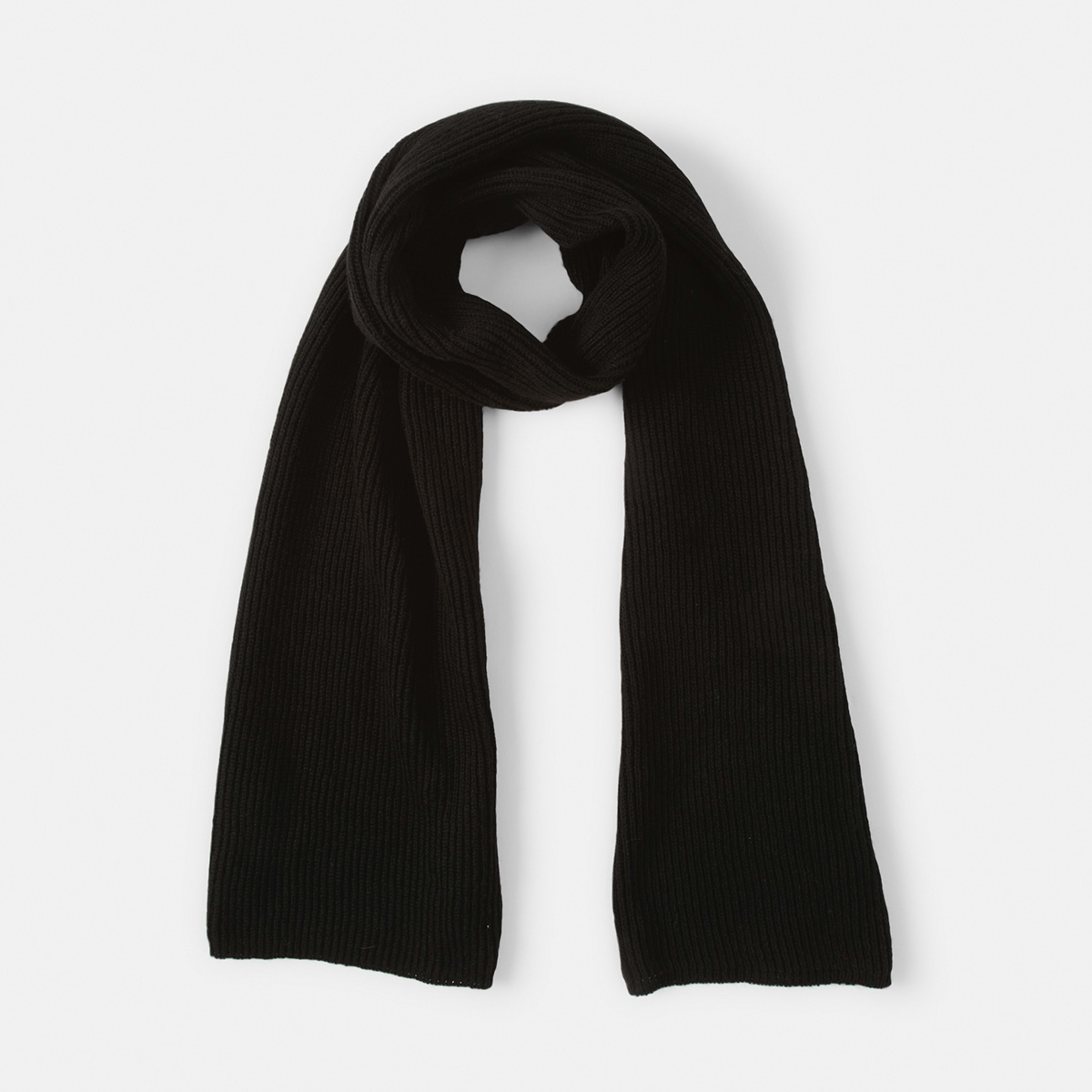 1 Basic Rib Scarf Black, 1 of 4