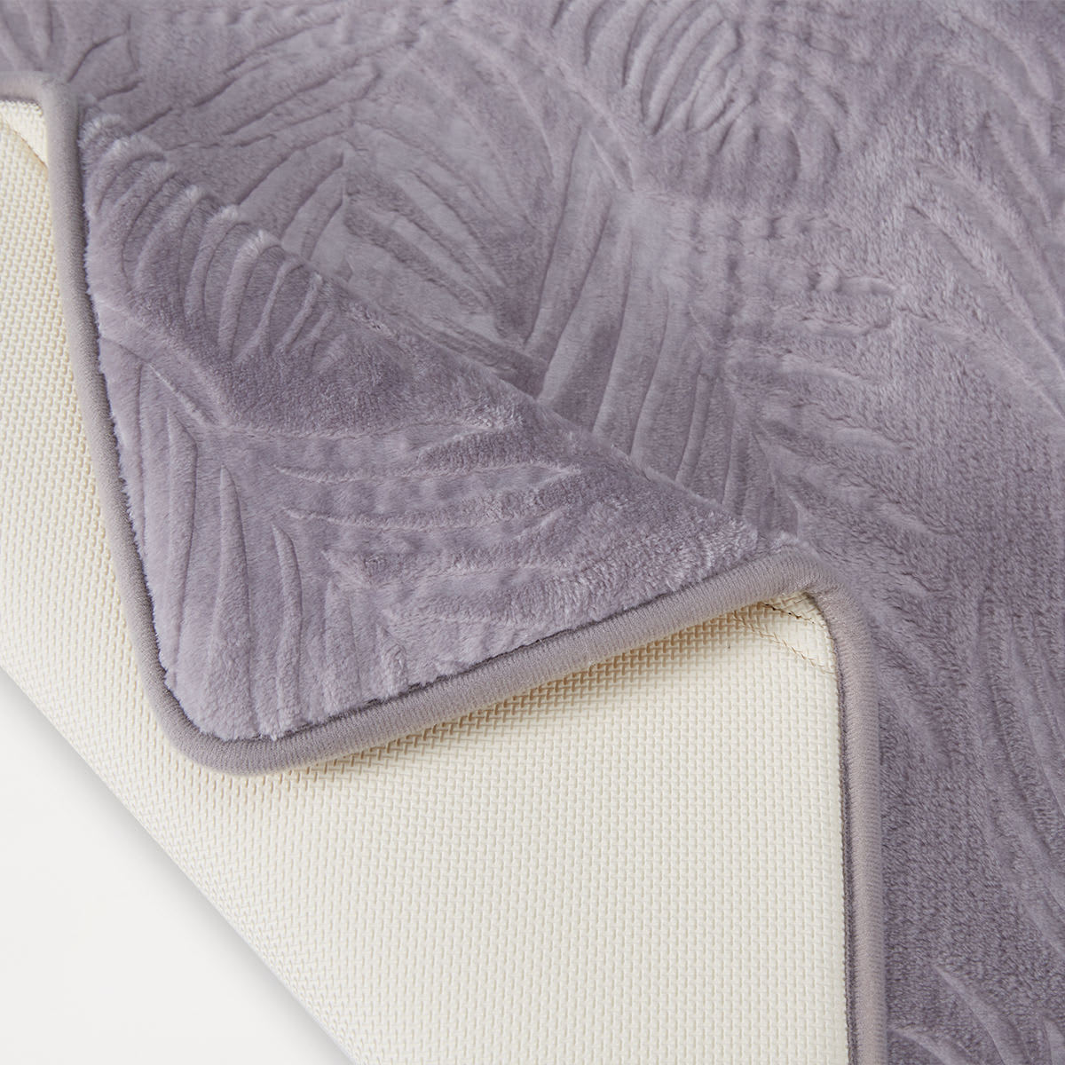 Embossed Leaf Memory Foam Bath Mat Silver Kmart