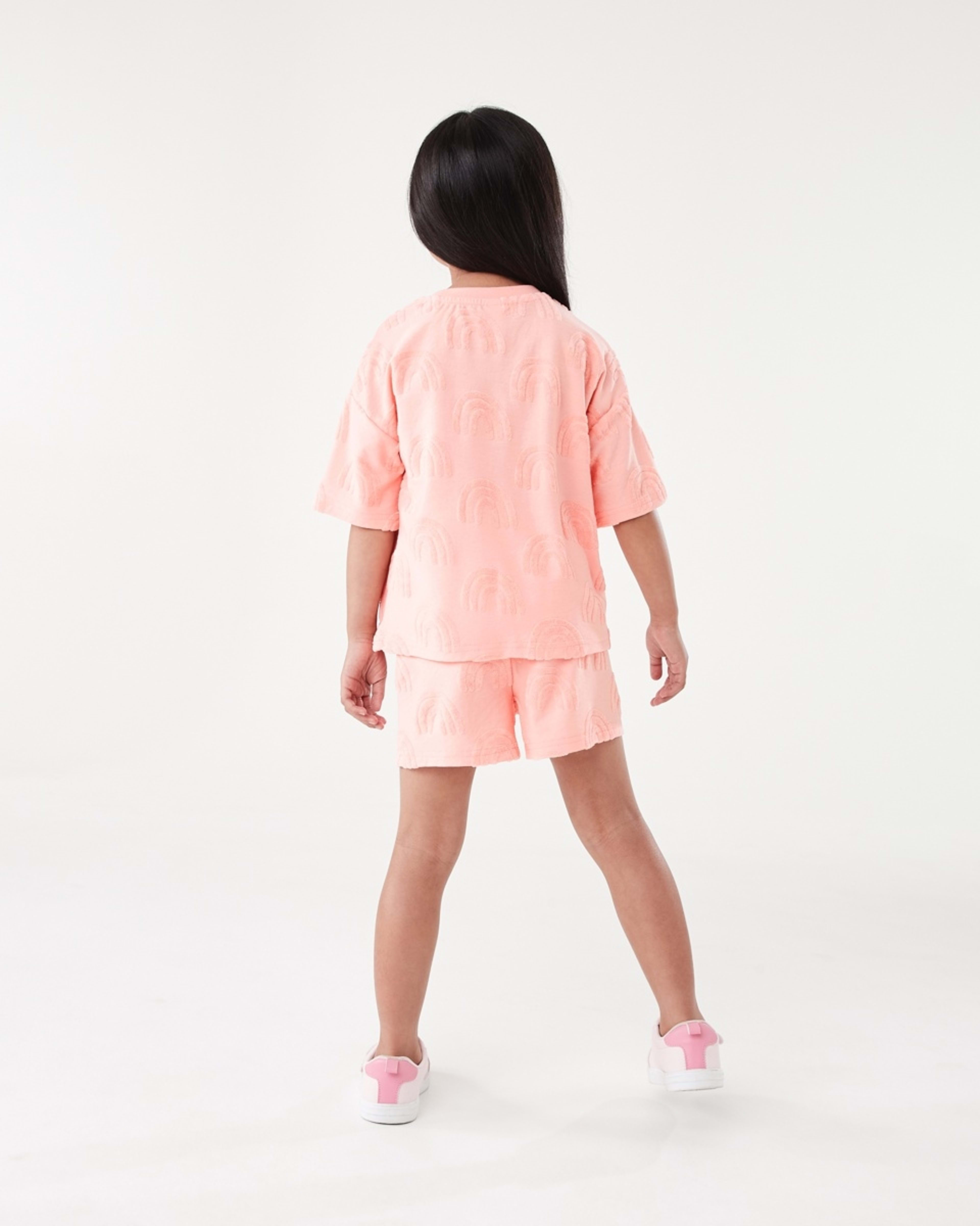 7 Short Sleeve Texture T-shirt Rainbow Terry Apricot Blush, 7 of 9