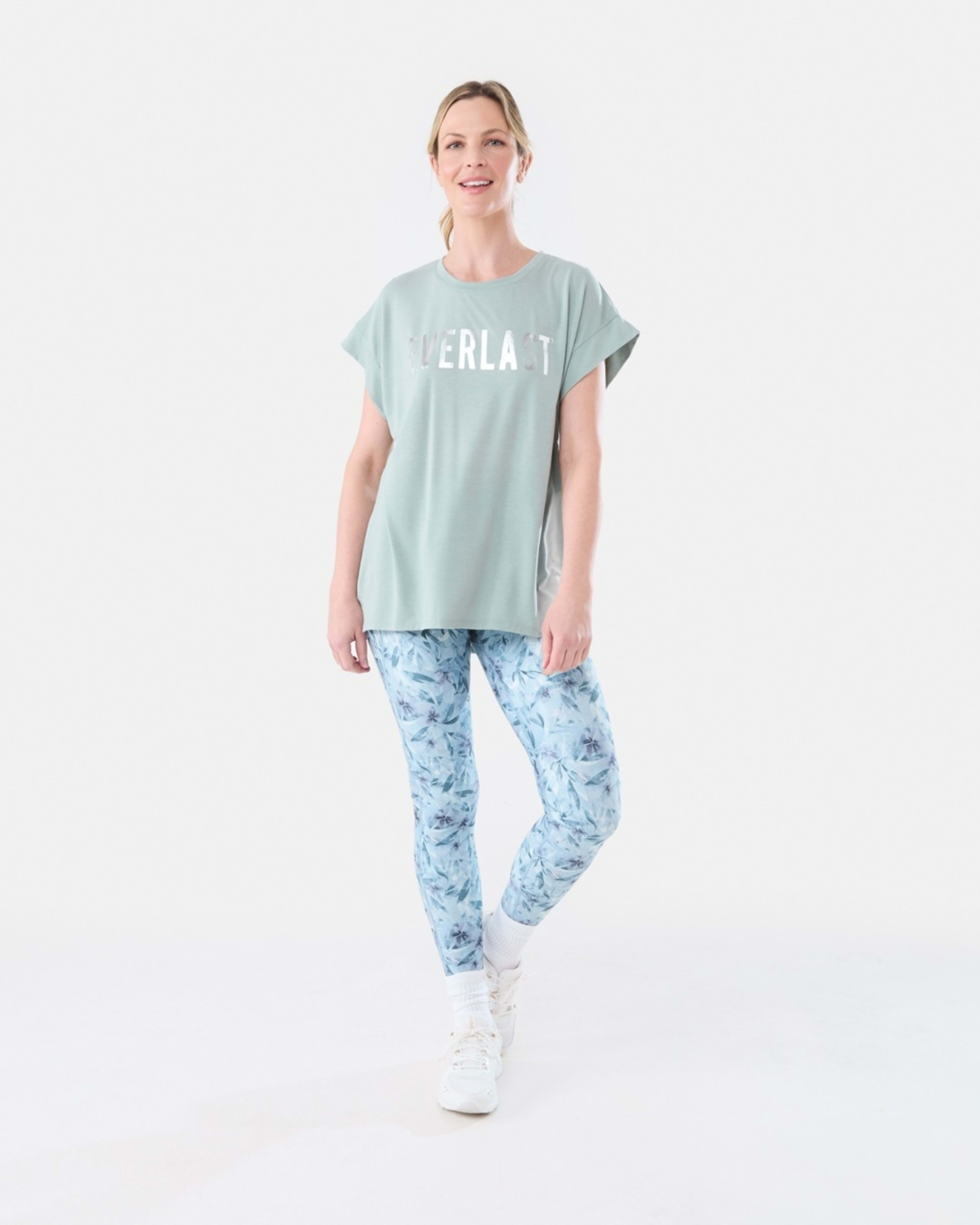 5 Everlast Womens Relaxed Longline T-shirt EVERLAST BLOCK LOGO SAGE GREEN, 5 of 5