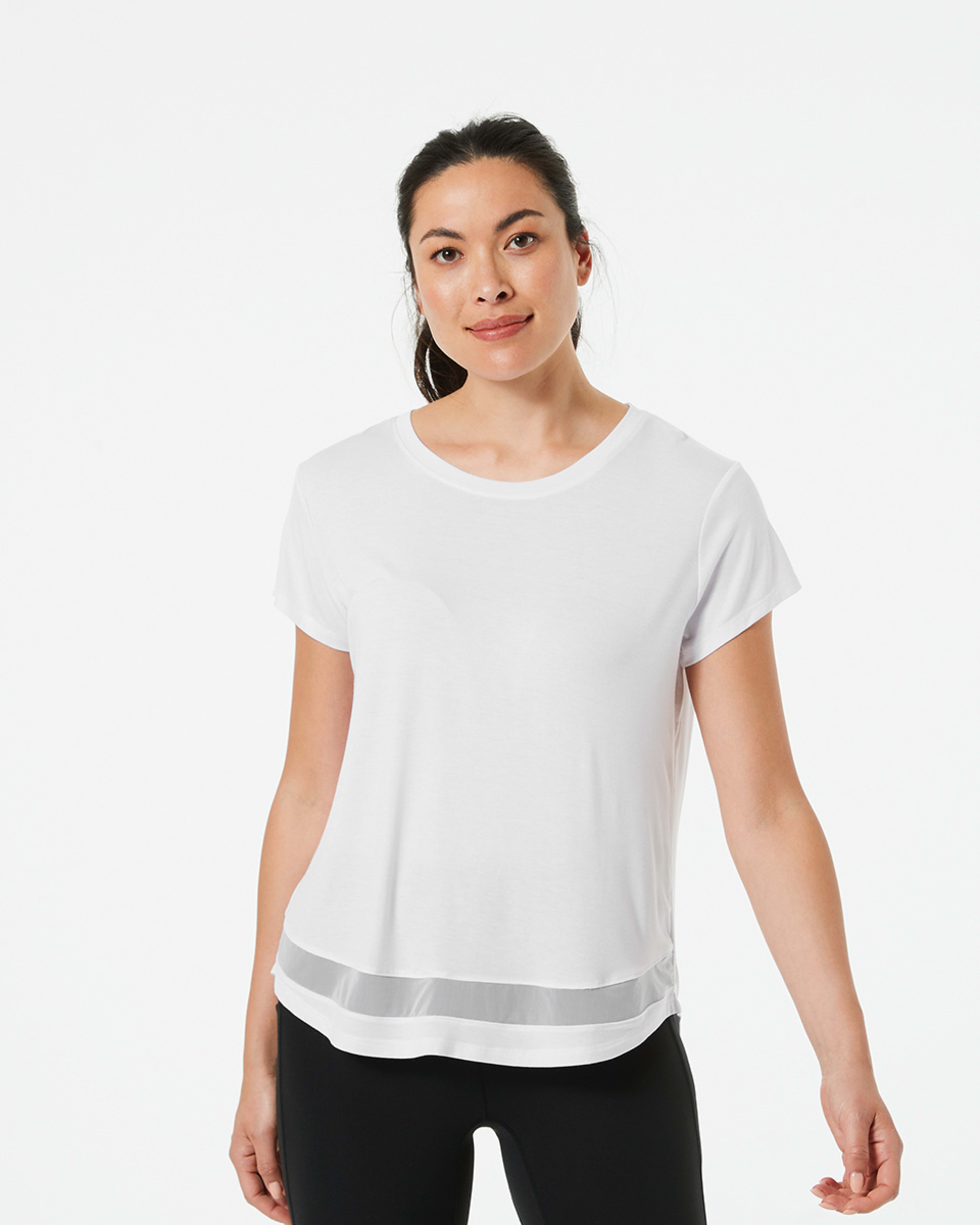 1 Active Womens Short Sleeve Mesh T-shirt WHITE, 1 of 5