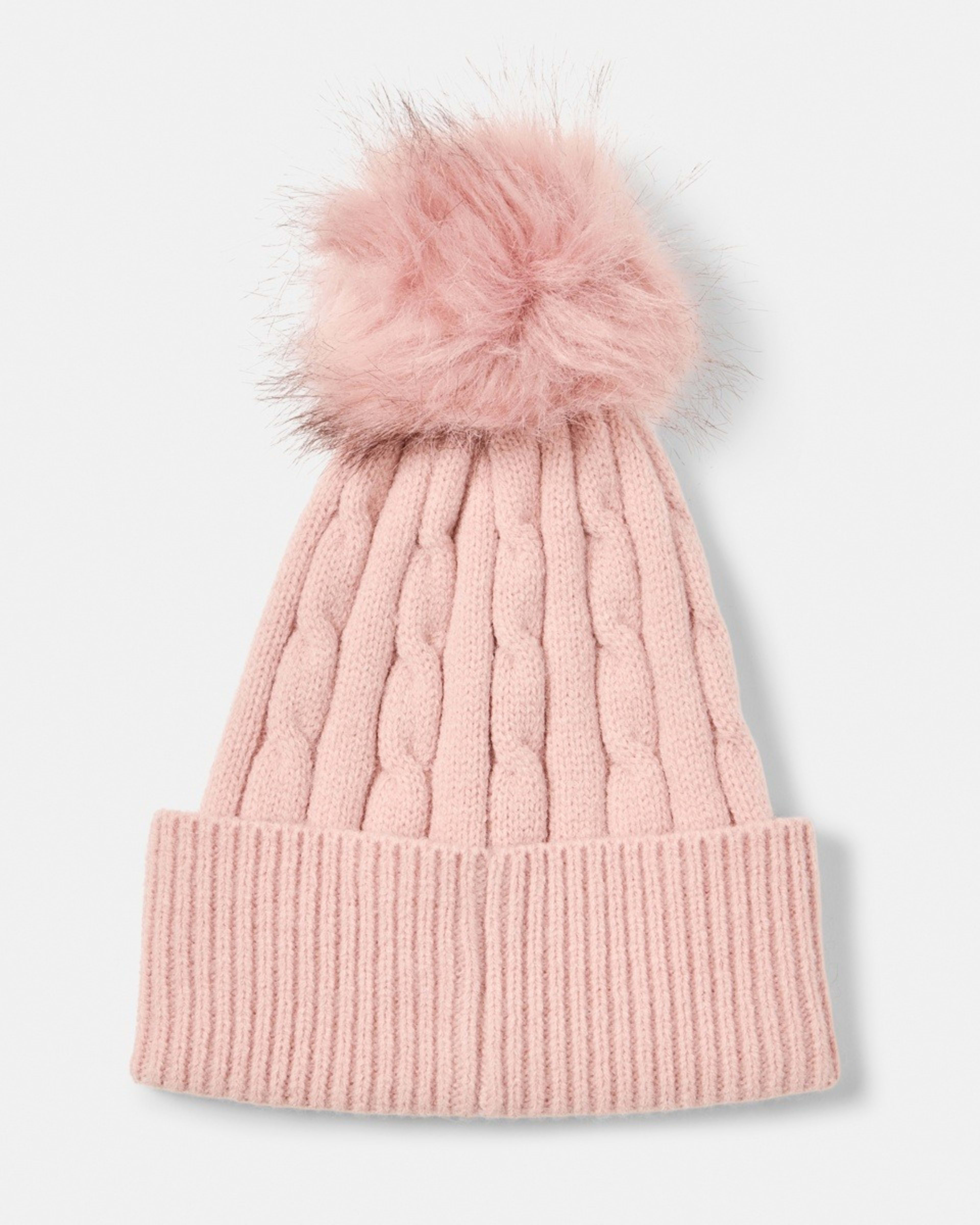 2 Cable Pom Pom Beanie Rose Pink, 2 of 4