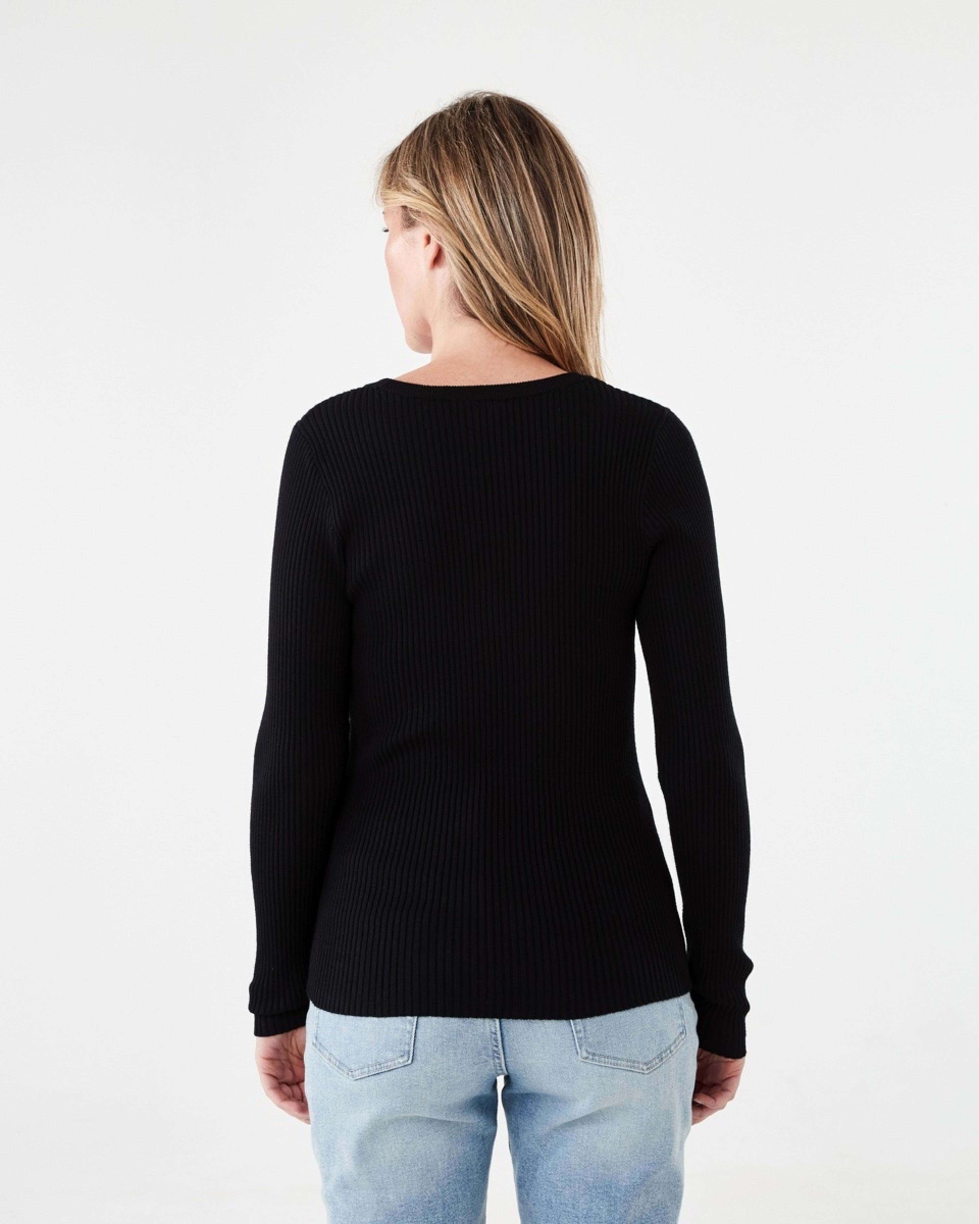 3 Long Sleeve Scoop Neck Top Black, 3 of 5