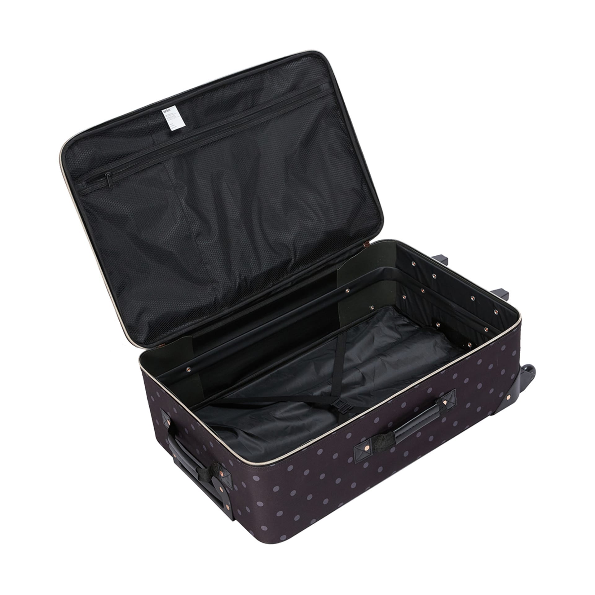 4 Piece Polka Dot Soft Case Luggage Set Black Kmart NZ