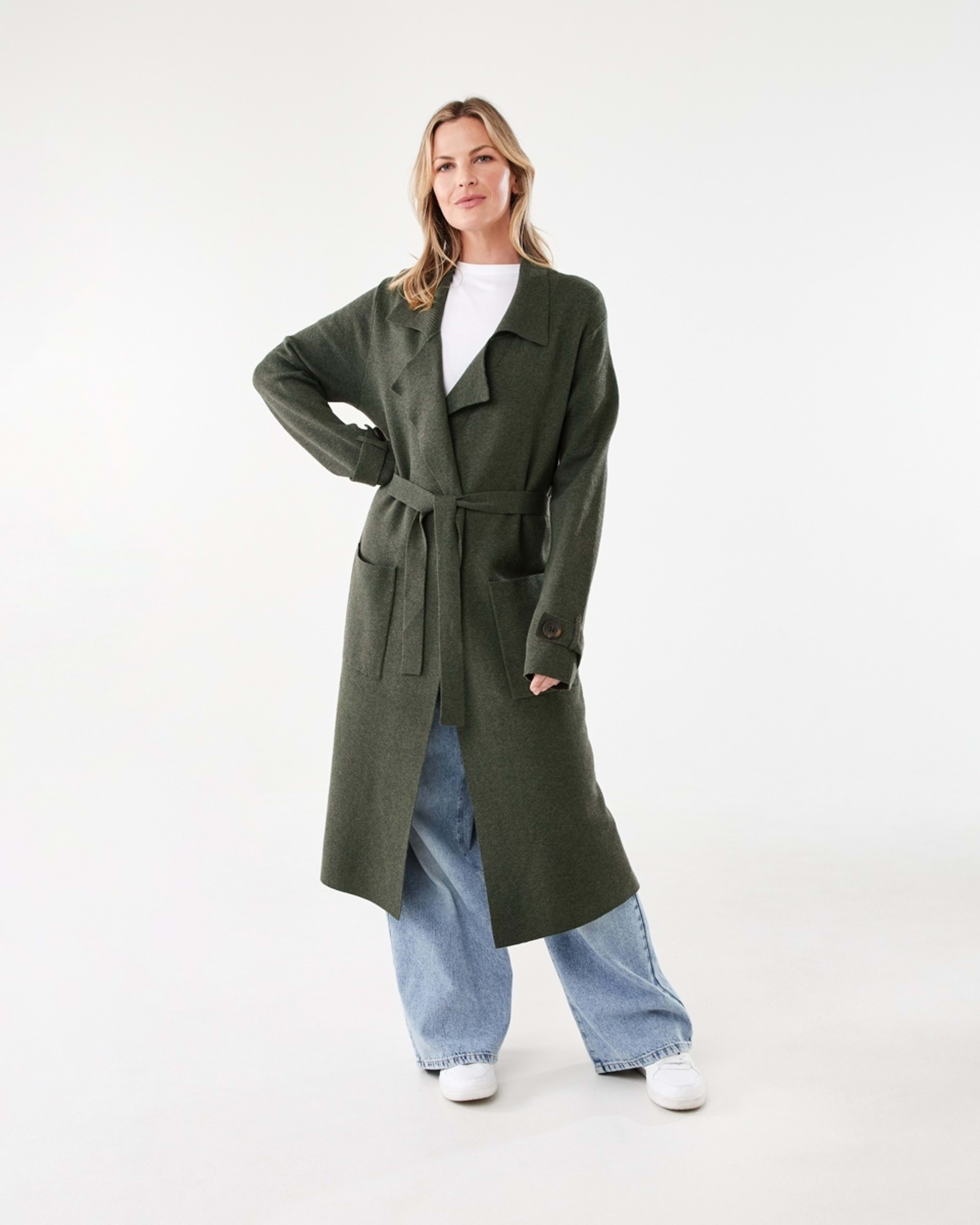 2 Trench Coatigan Grn Olive, 2 of 9