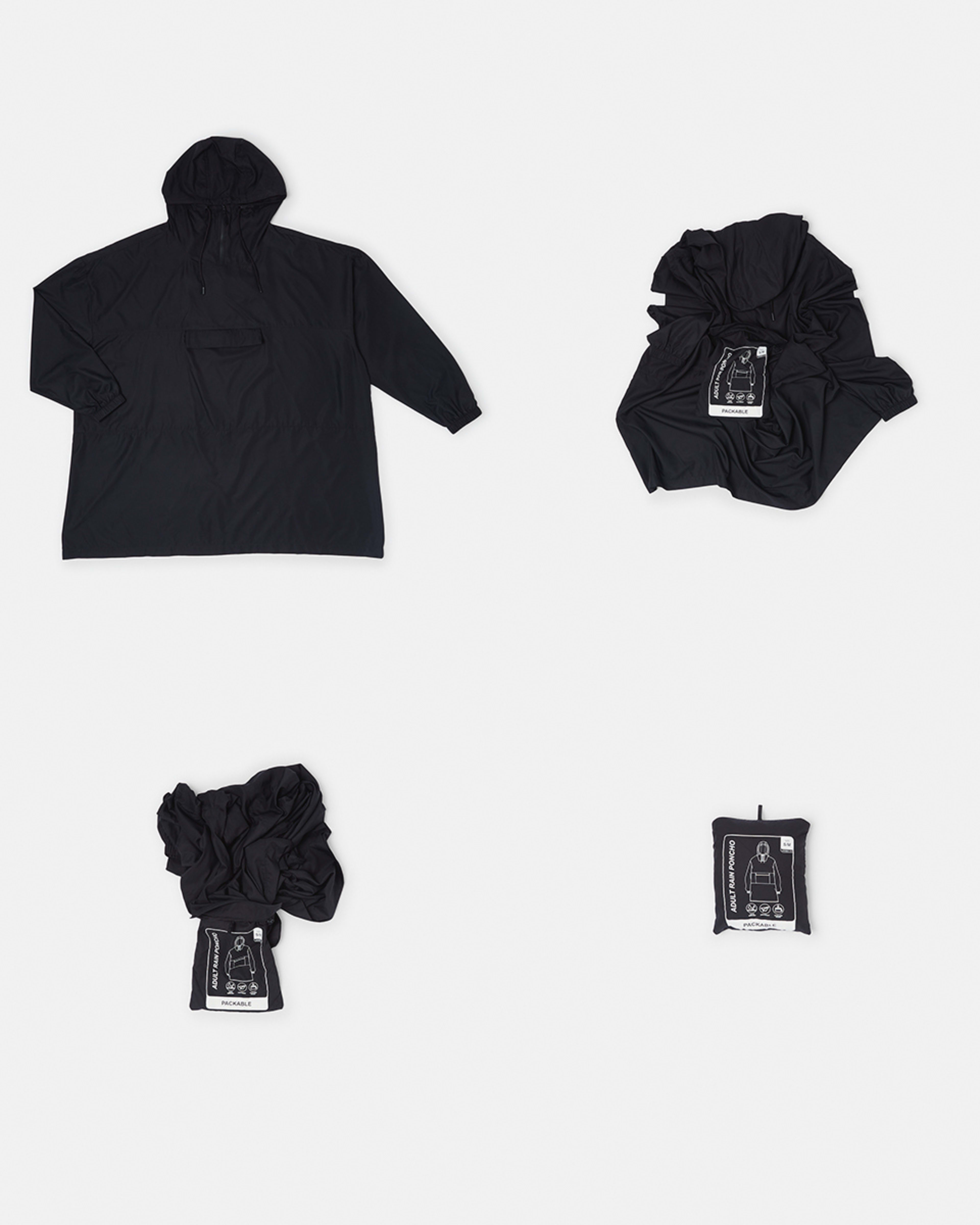7 Active Mens Packable Poncho BLACK, 7 of 8