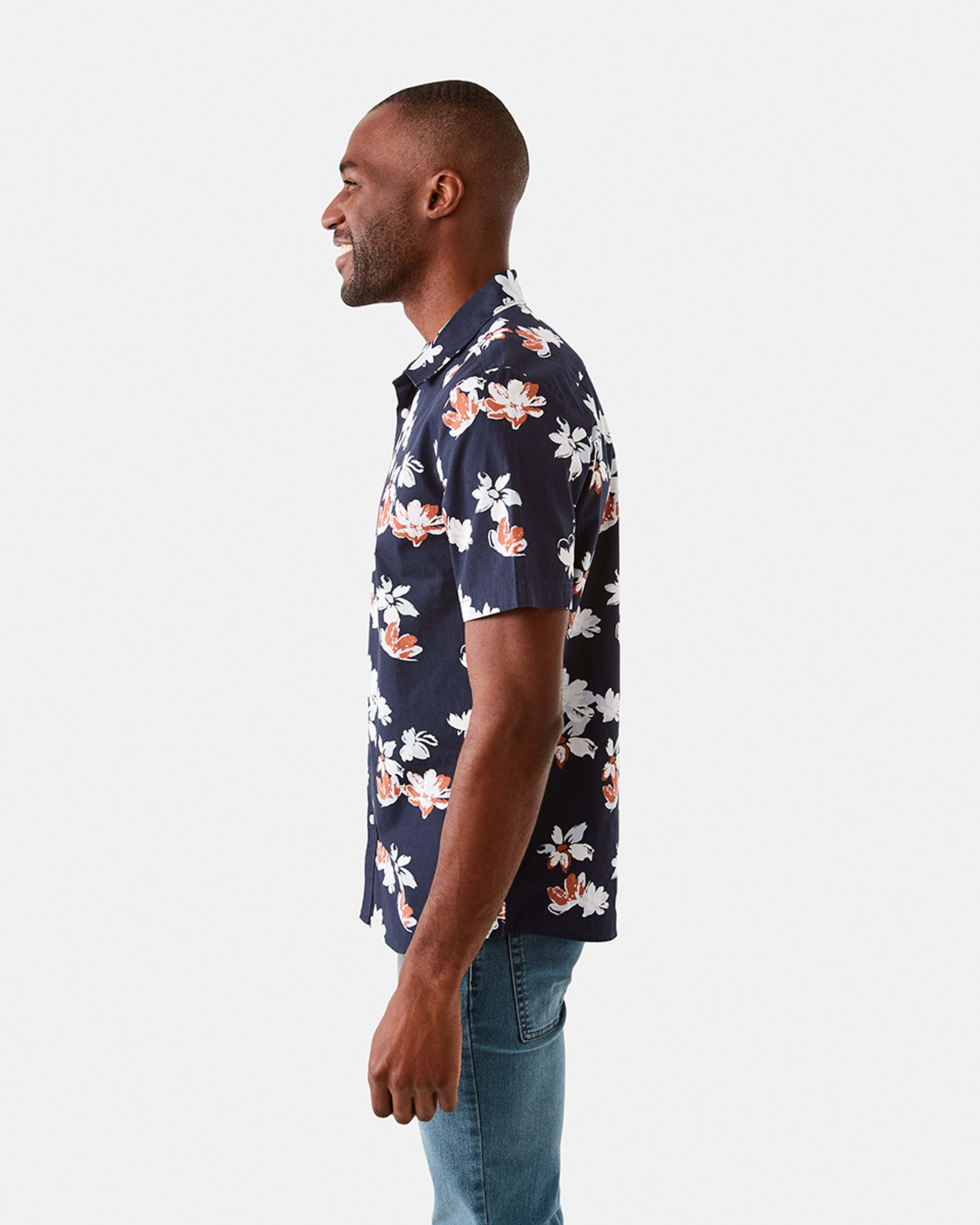 2 Short Sleeve Poplin Print Shirt Nvy Floral, 2 of 6